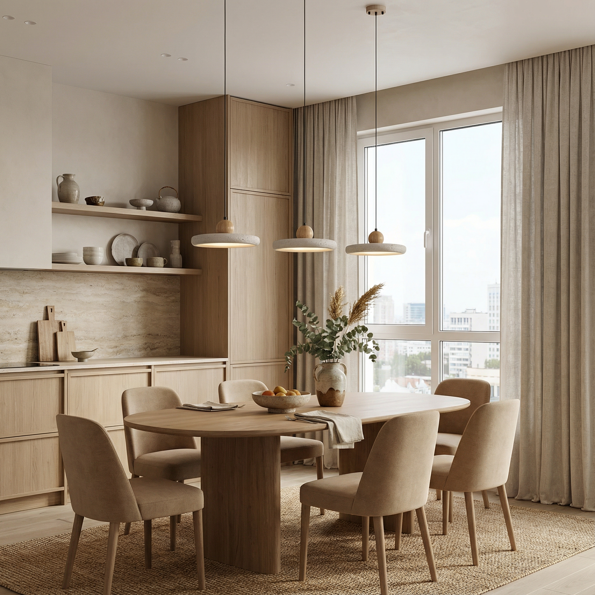 TravertineGlow | Elegant Adjustable Kitchen Pendant Lighting Fixture