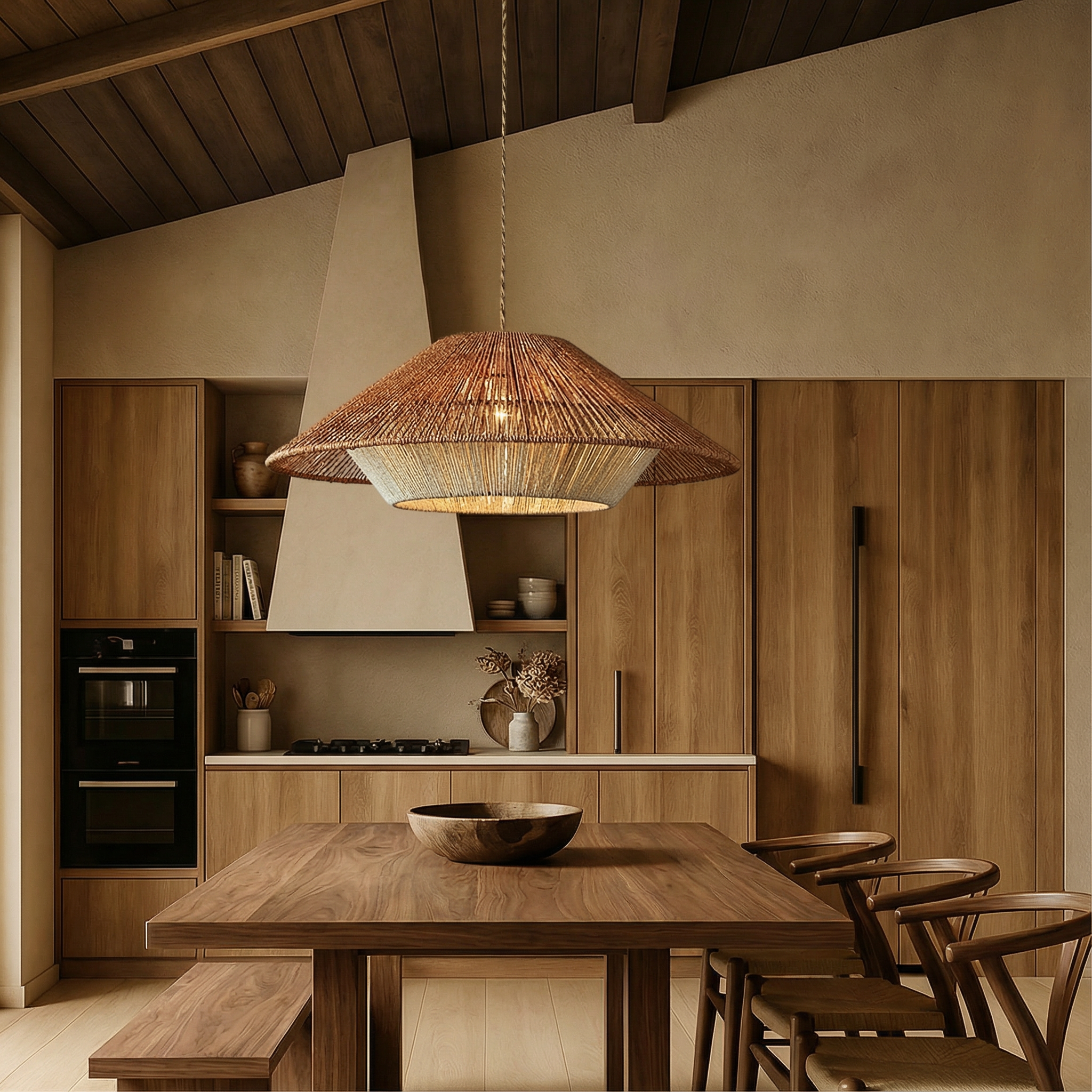 BambooAura | Elegant Handwoven Bamboo Kitchen Pendant Lighting Fixture