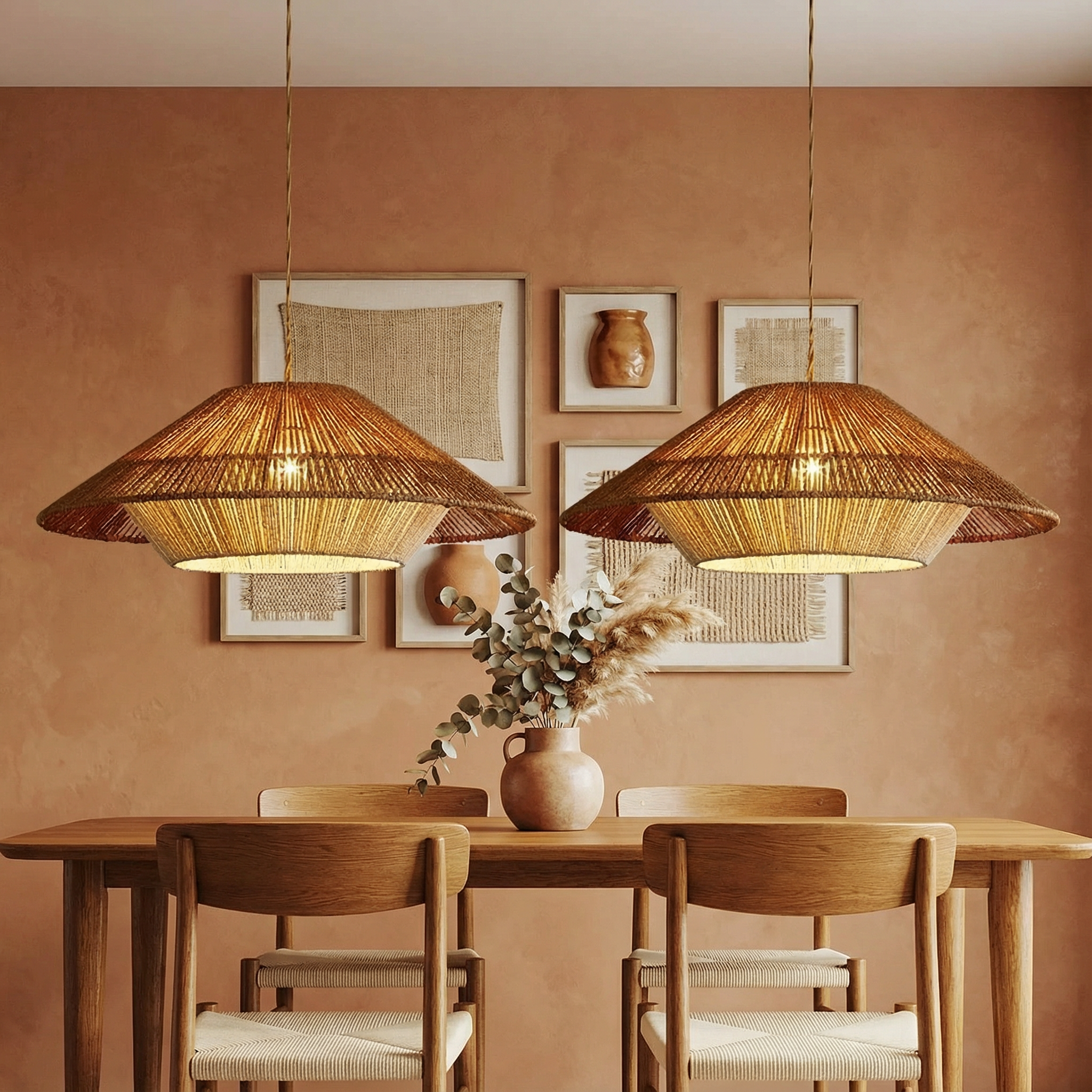 BambooAura | Elegant Handwoven Bamboo Kitchen Pendant Lighting Fixture