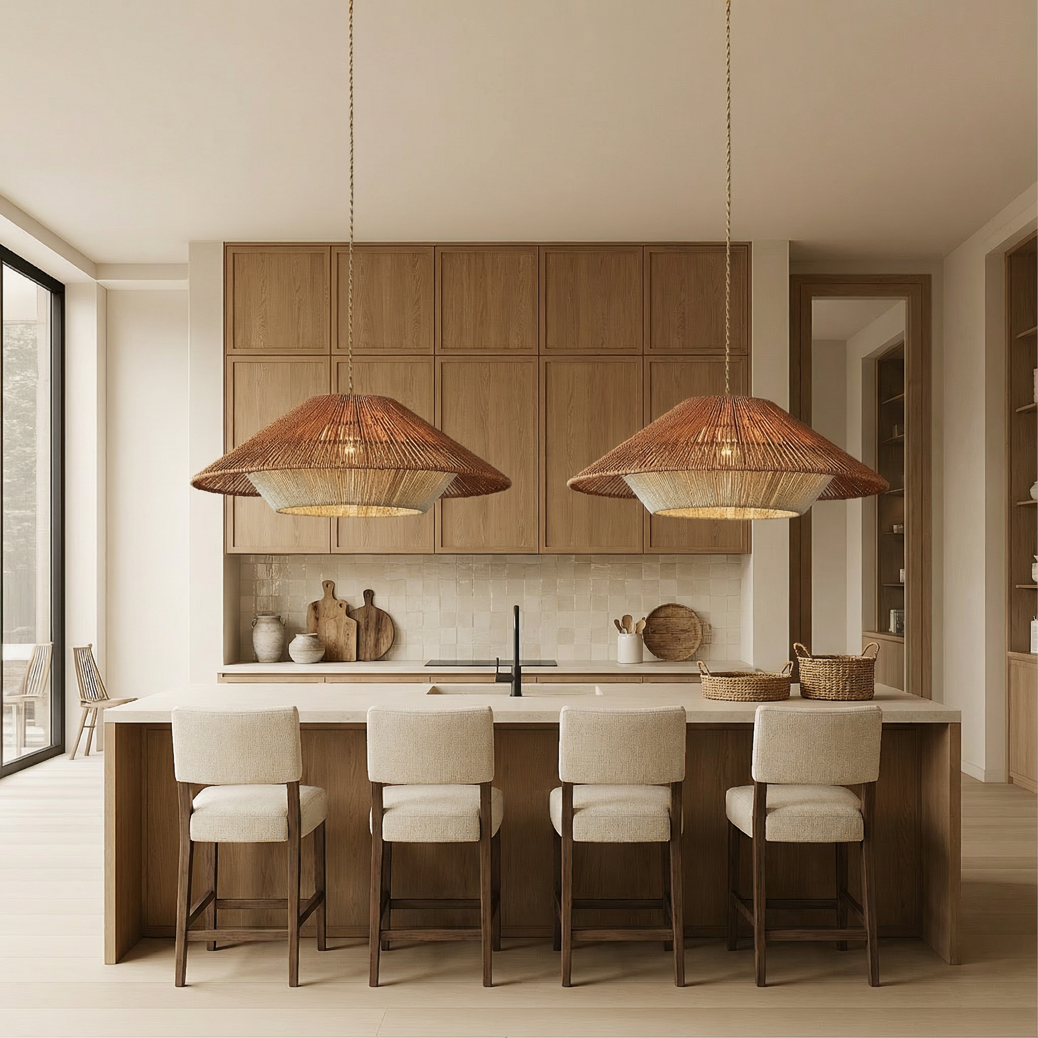 BambooAura | Elegant Handwoven Bamboo Kitchen Pendant Lighting Fixture