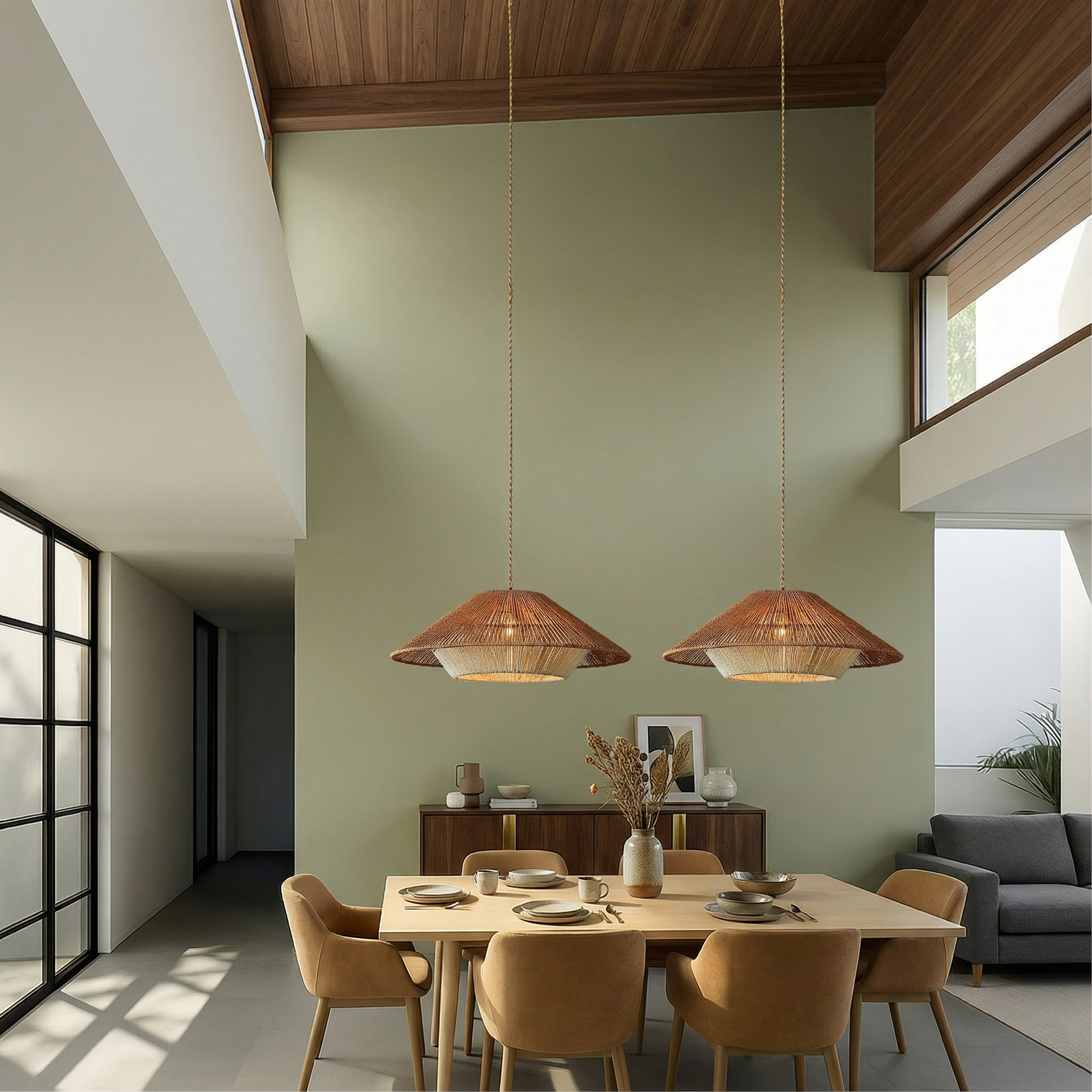 BambooAura | Elegant Handwoven Bamboo Kitchen Pendant Lighting Fixture