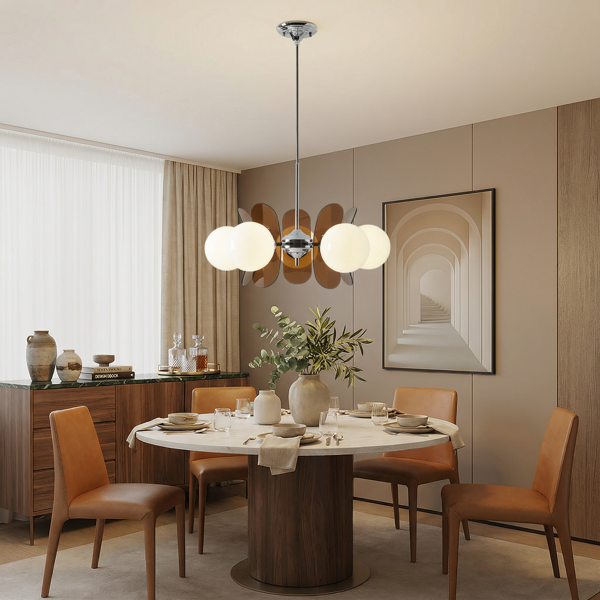 Geometric Aura | Modern Elegant 5-Head Chandelier Light