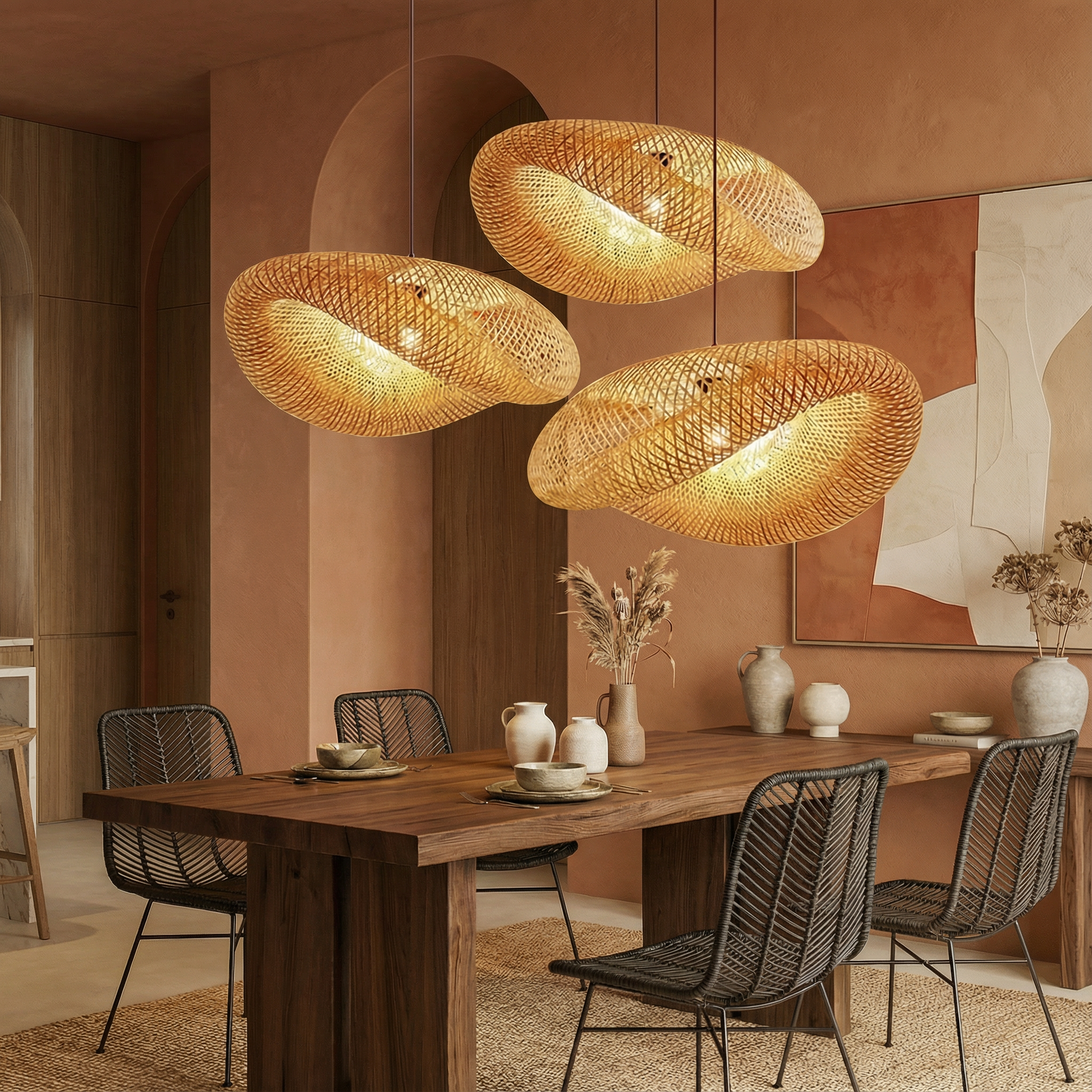BambooLuxe | Stylish Natural Bamboo Kitchen Pendant Lighting Fixture