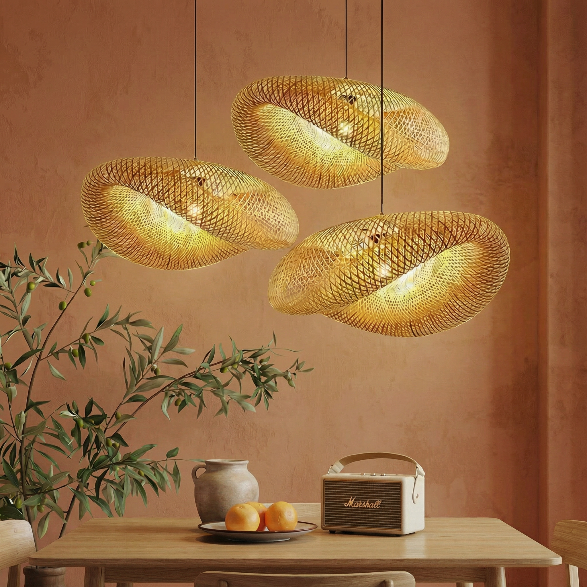 BambooLuxe | Stylish Natural Bamboo Kitchen Pendant Lighting Fixture