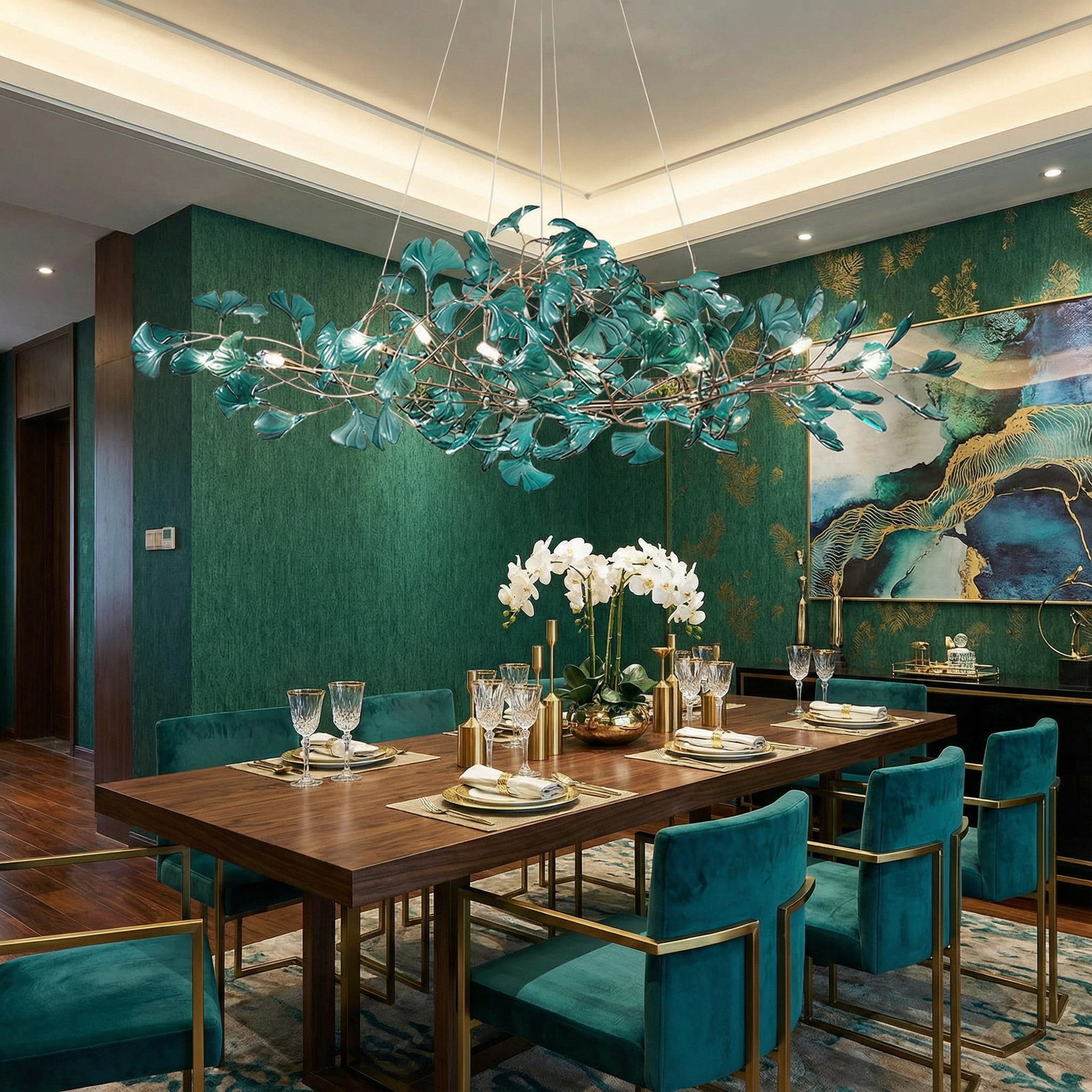 GinkgoGlow | Modern Elegant Acrylic Leaf Chandelier Light