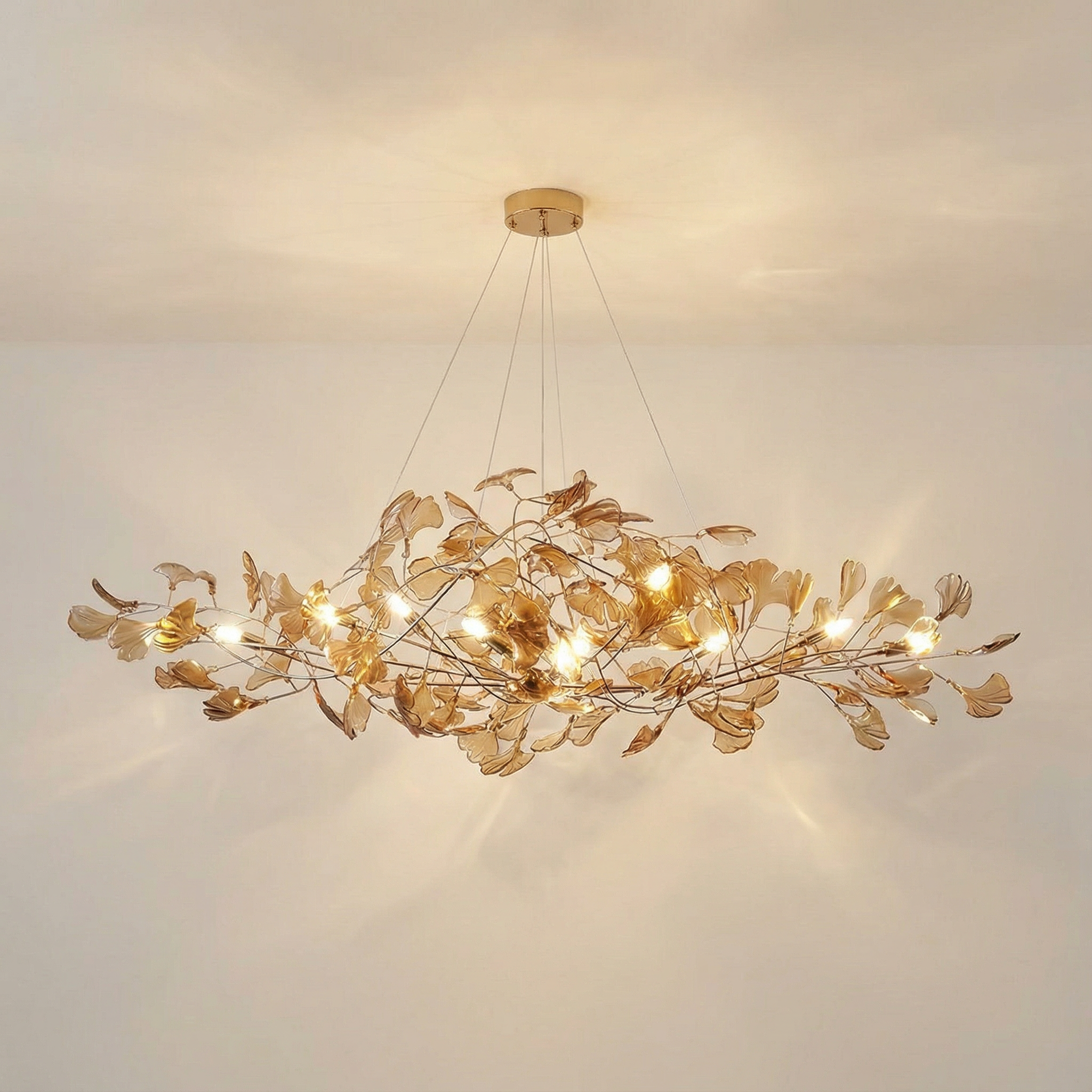 GinkgoGlow | Modern Elegant Acrylic Leaf Chandelier Light