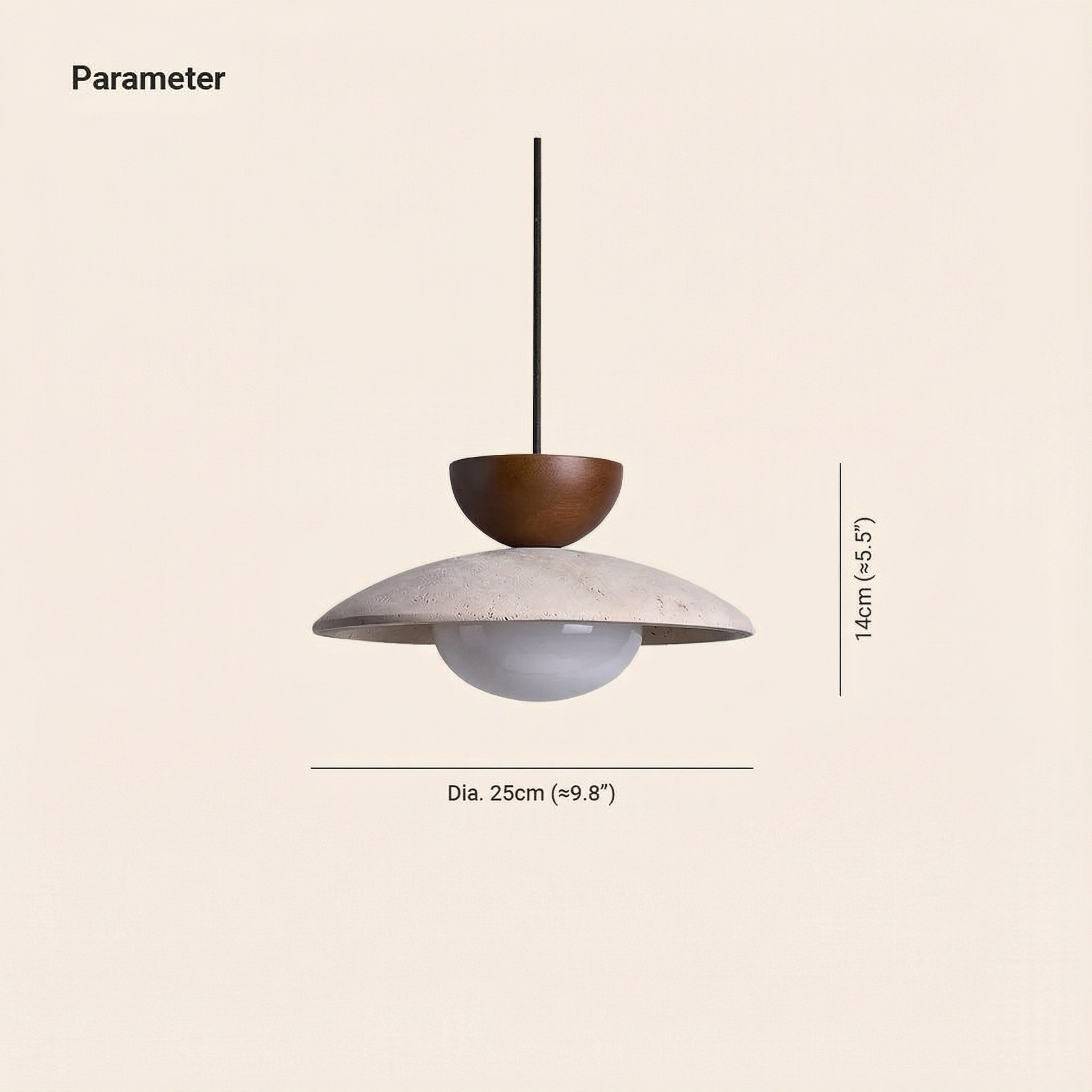 CleoTravertine | Elegant Natural Wood and Glass Kitchen Pendant Light