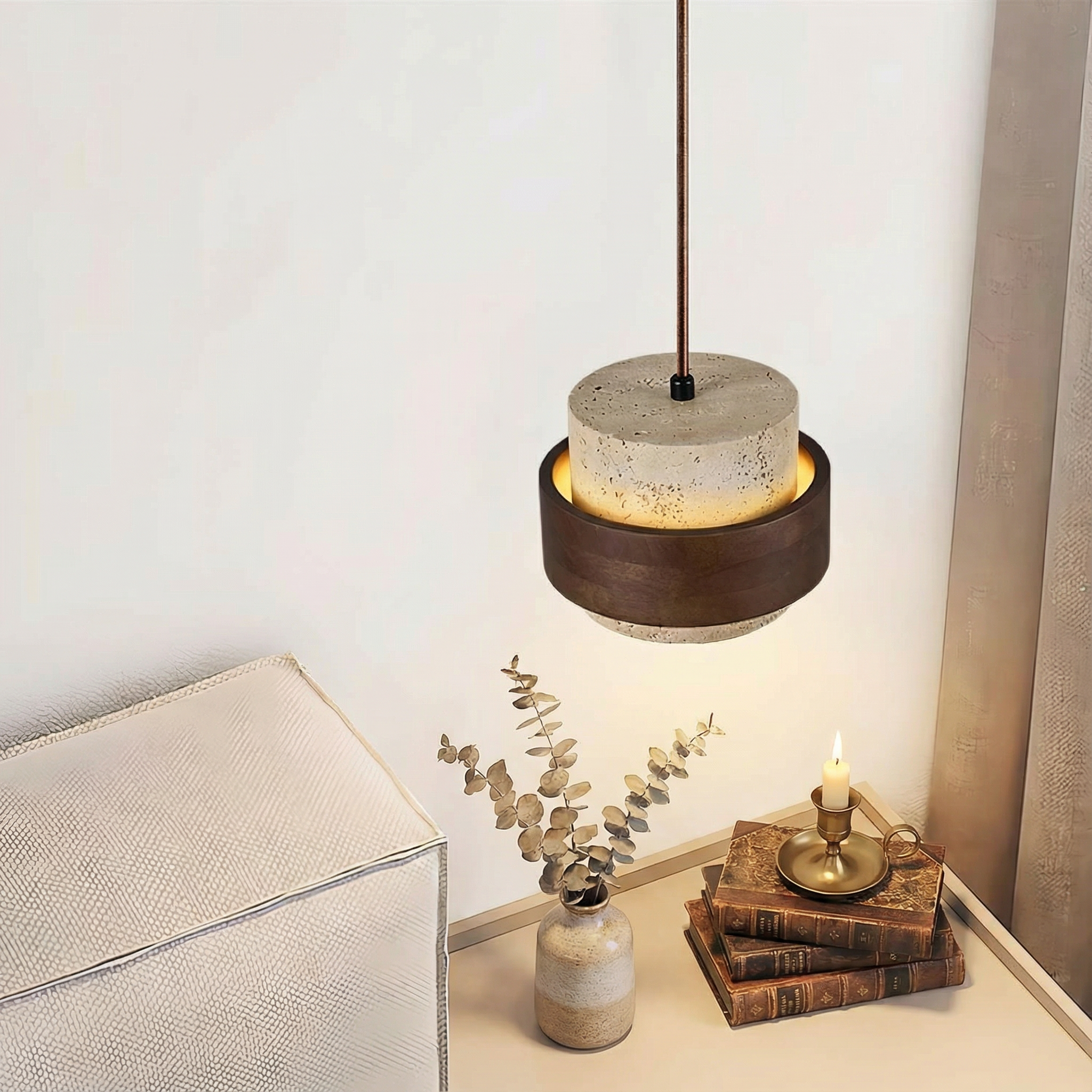 Travertine Elegance | Stylish Natural Stone Kitchen Pendant Light