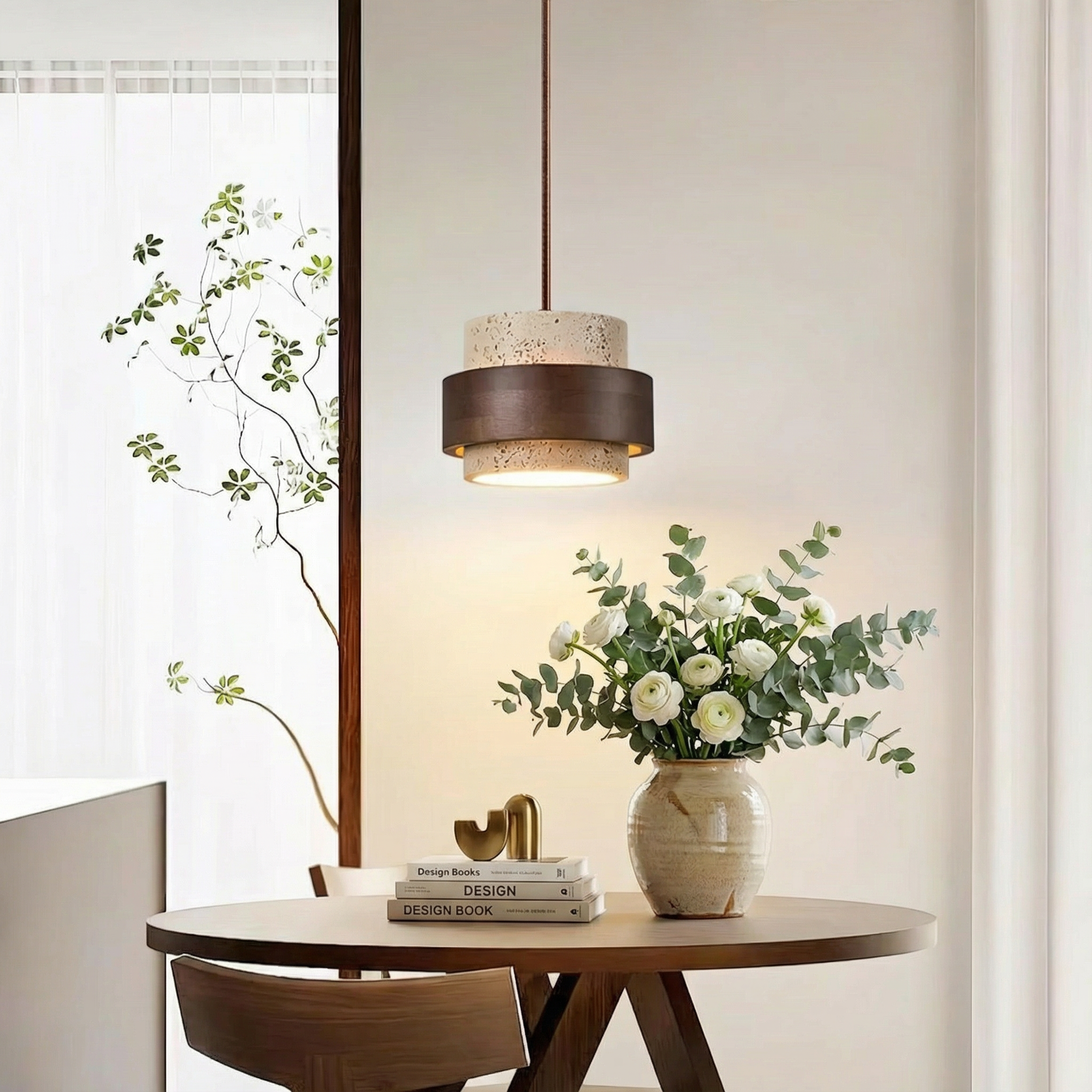 Travertine Elegance | Stylish Natural Stone Kitchen Pendant Light