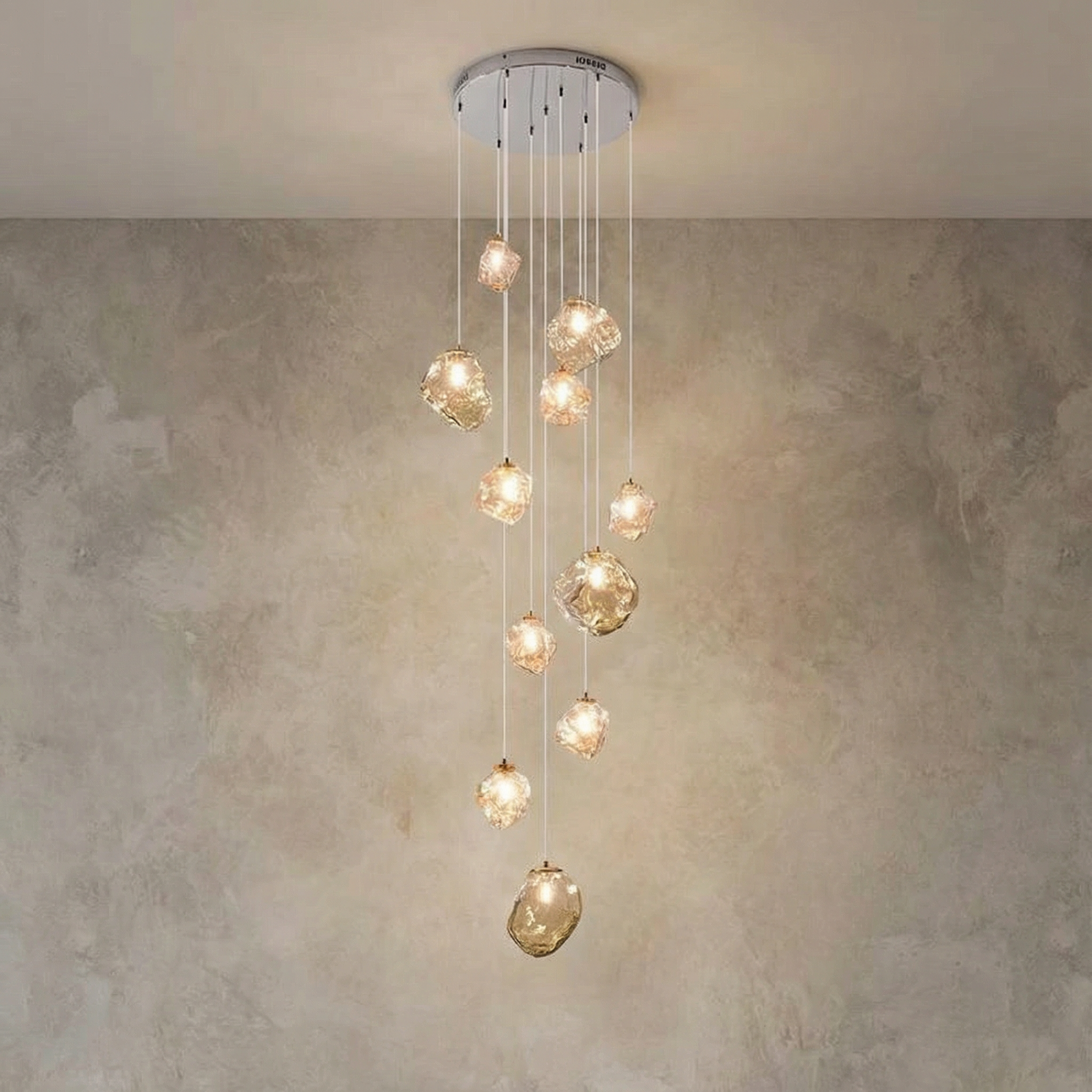 Staircase Chandelier for High Ceilings | Modern Glass Pendant Light | Kelvinum