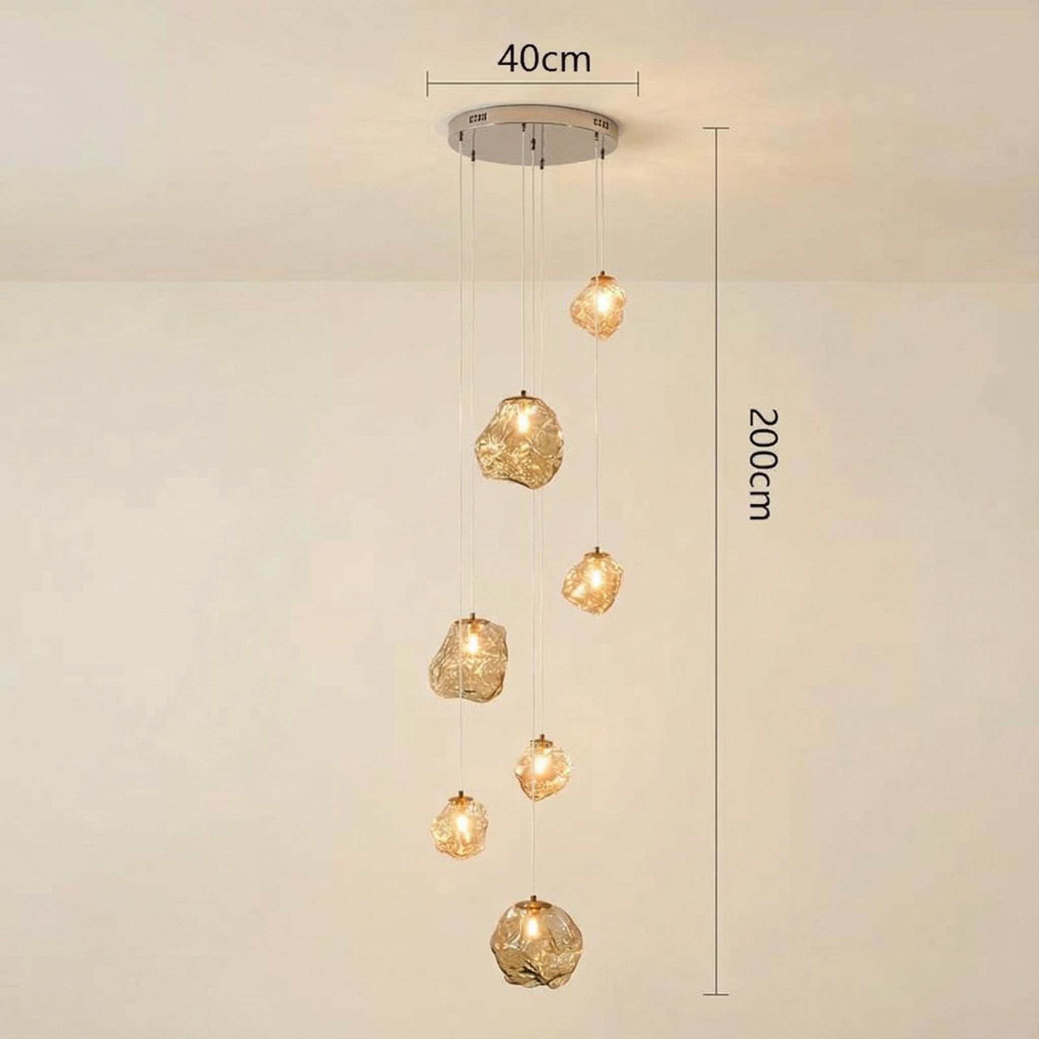 Staircase Chandelier for High Ceilings | Modern Glass Pendant Light | Kelvinum