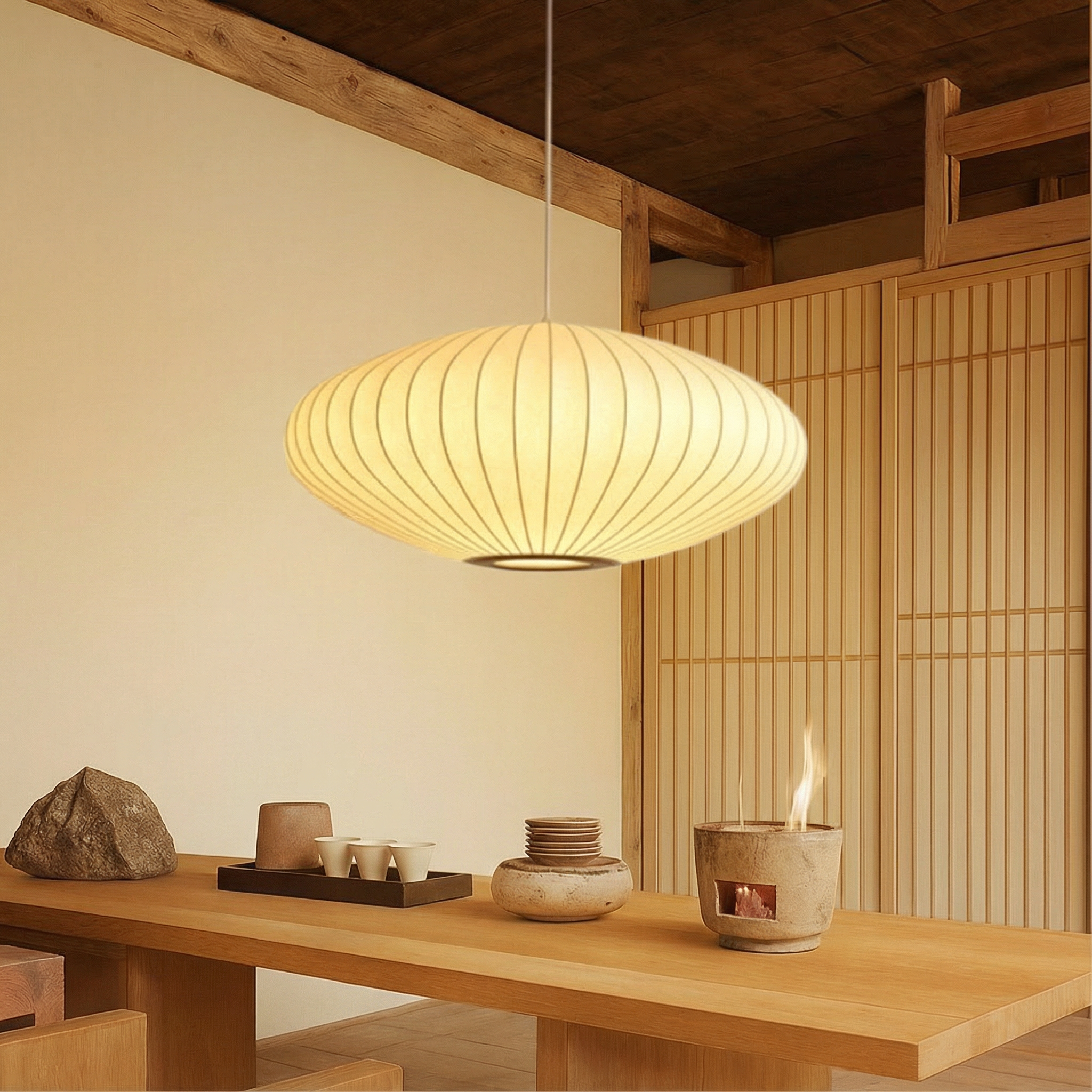 SilkAura | Elegant Contemporary Silk Shade Pendant Light Fixture
