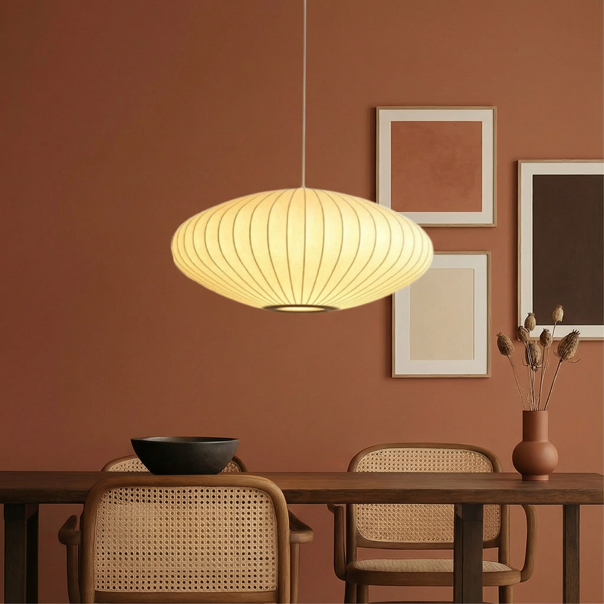 SilkAura | Elegant Contemporary Silk Shade Pendant Light Fixture