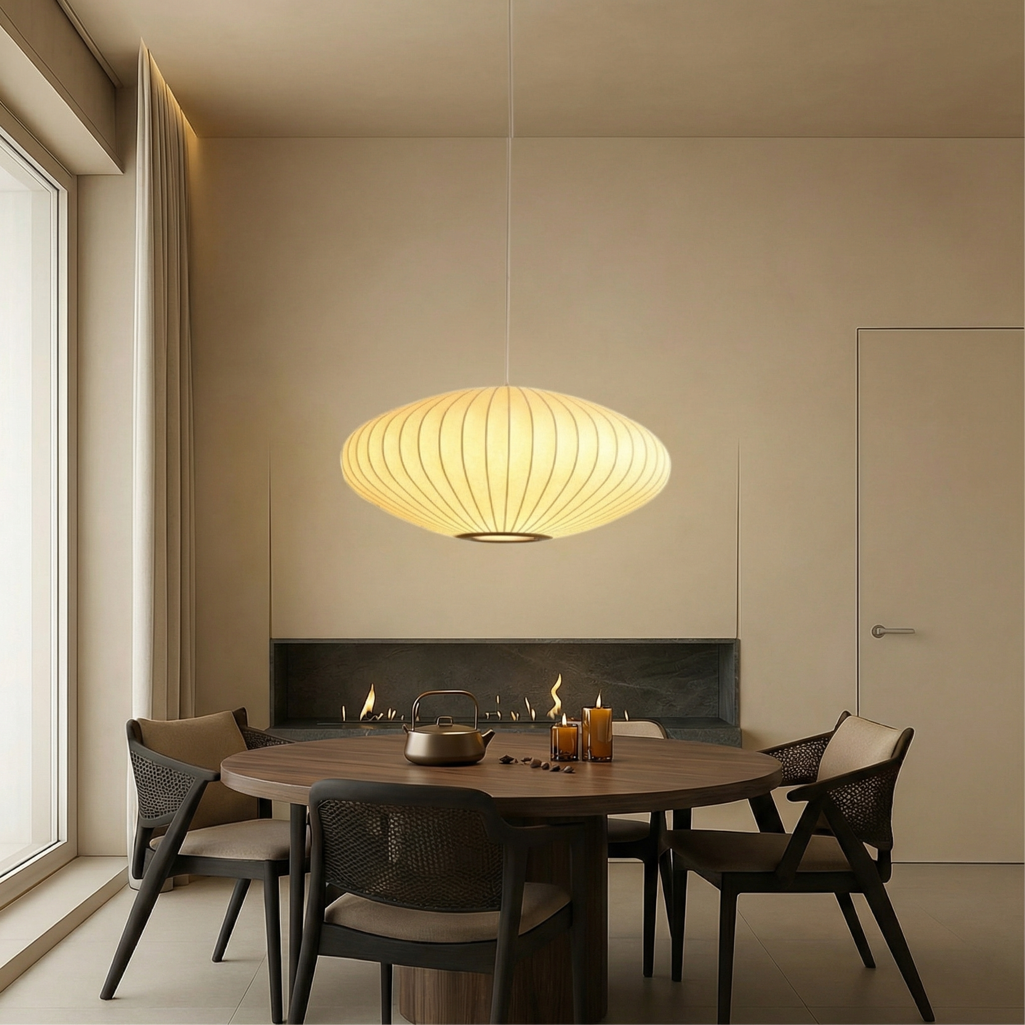 SilkAura | Elegant Contemporary Silk Shade Pendant Light Fixture