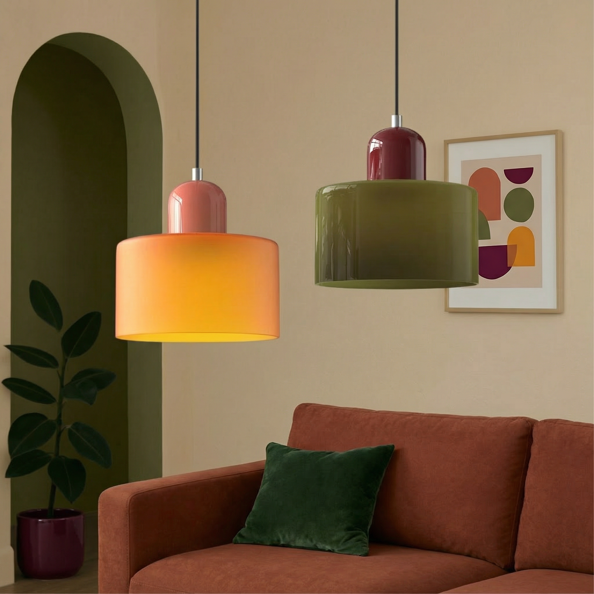 BauhausGlow | Modern Elegant Glass Pendant Lighting for Kitchen Island