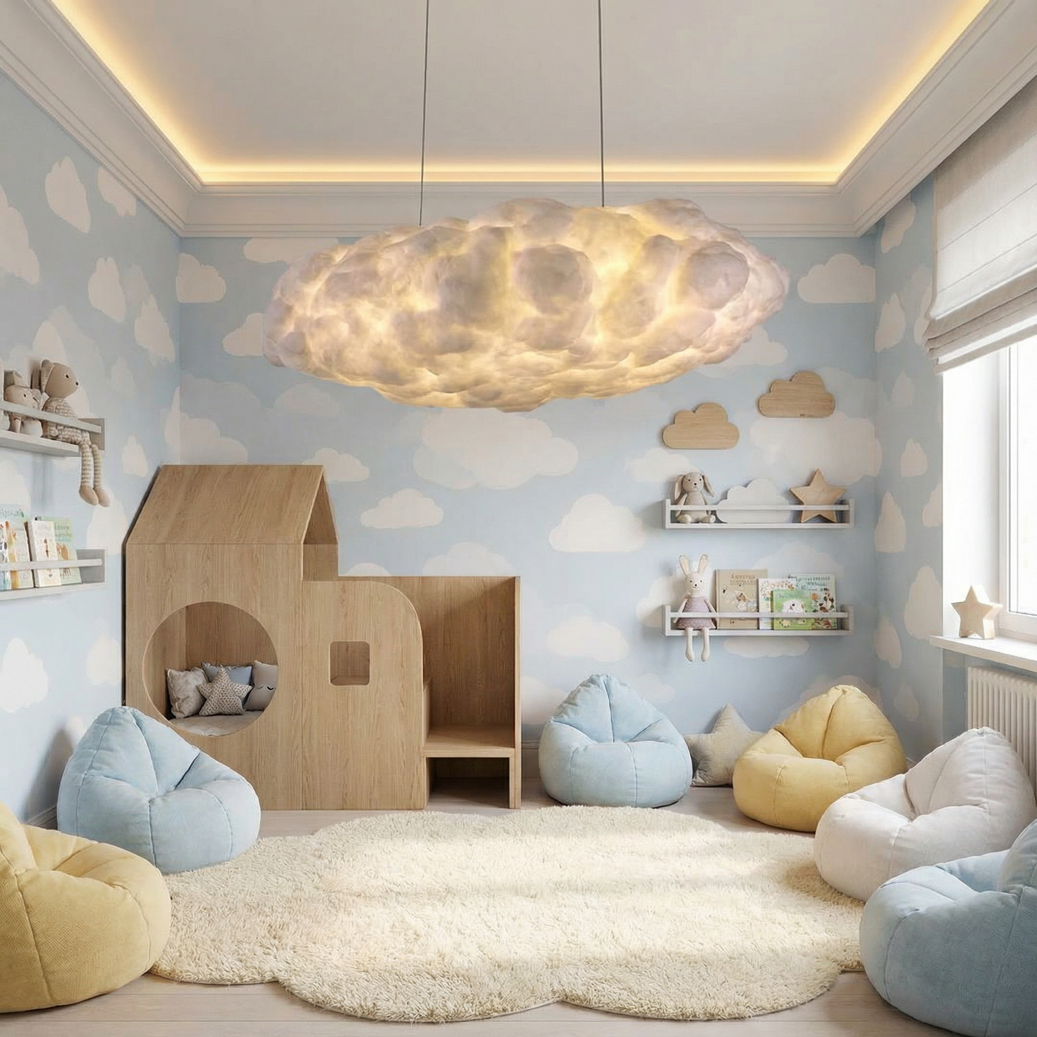 NimbusGlow | Elegant Minimalist LED Cloud Pendant Light