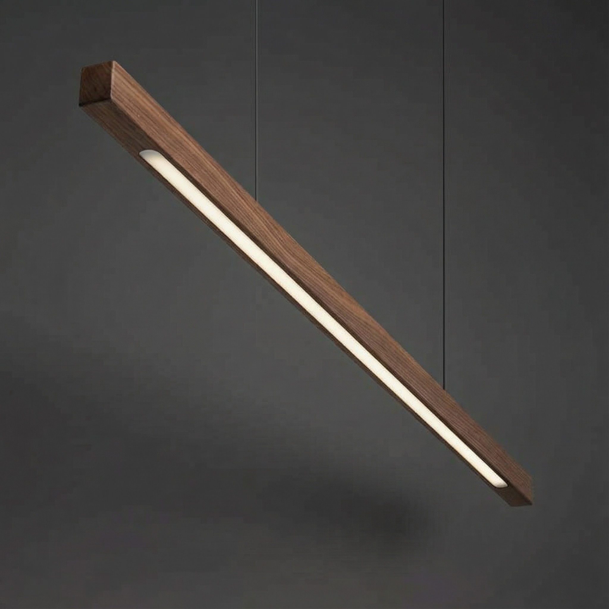 Modern Linear Wood Pendant Light | LED Ceiling Lamp for Kitchen Island & Dining Table