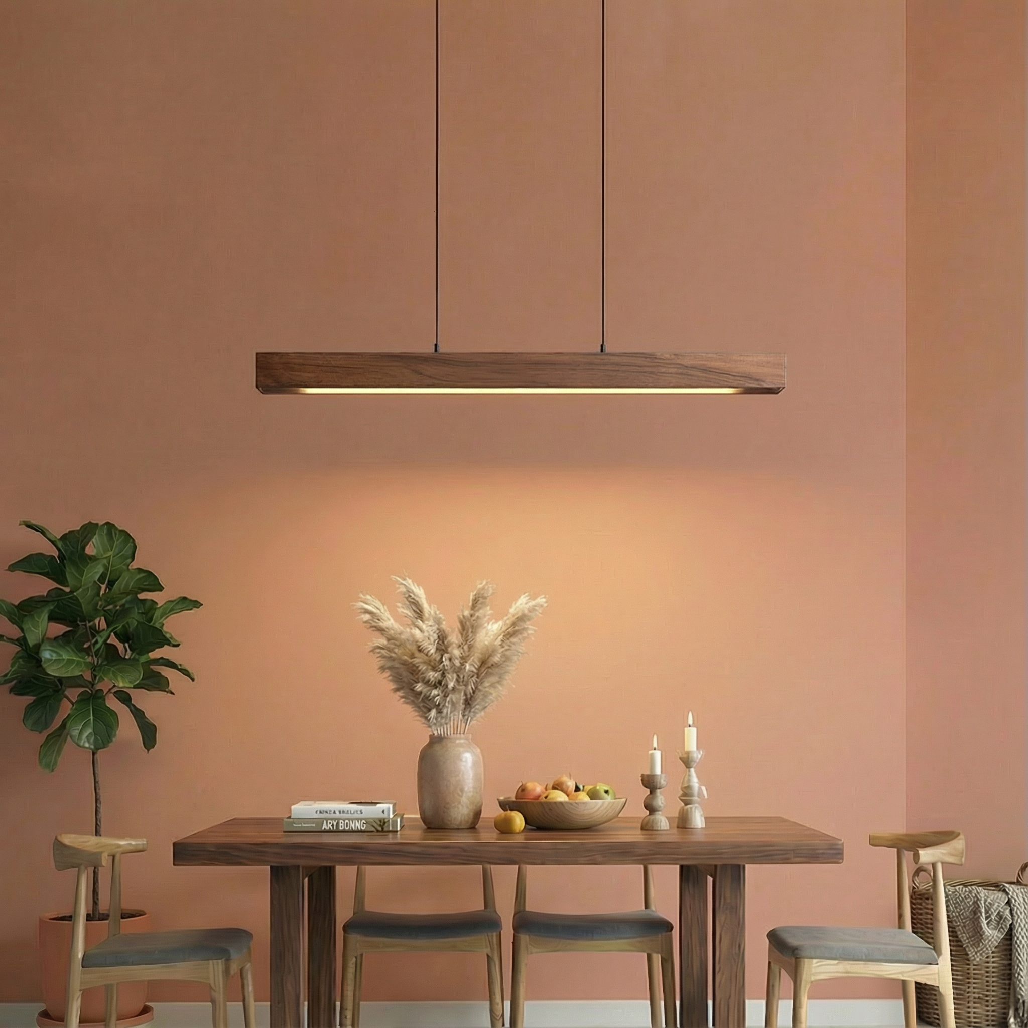 NordicGlow | Elegant Contemporary Wood Kitchen Pendant Light