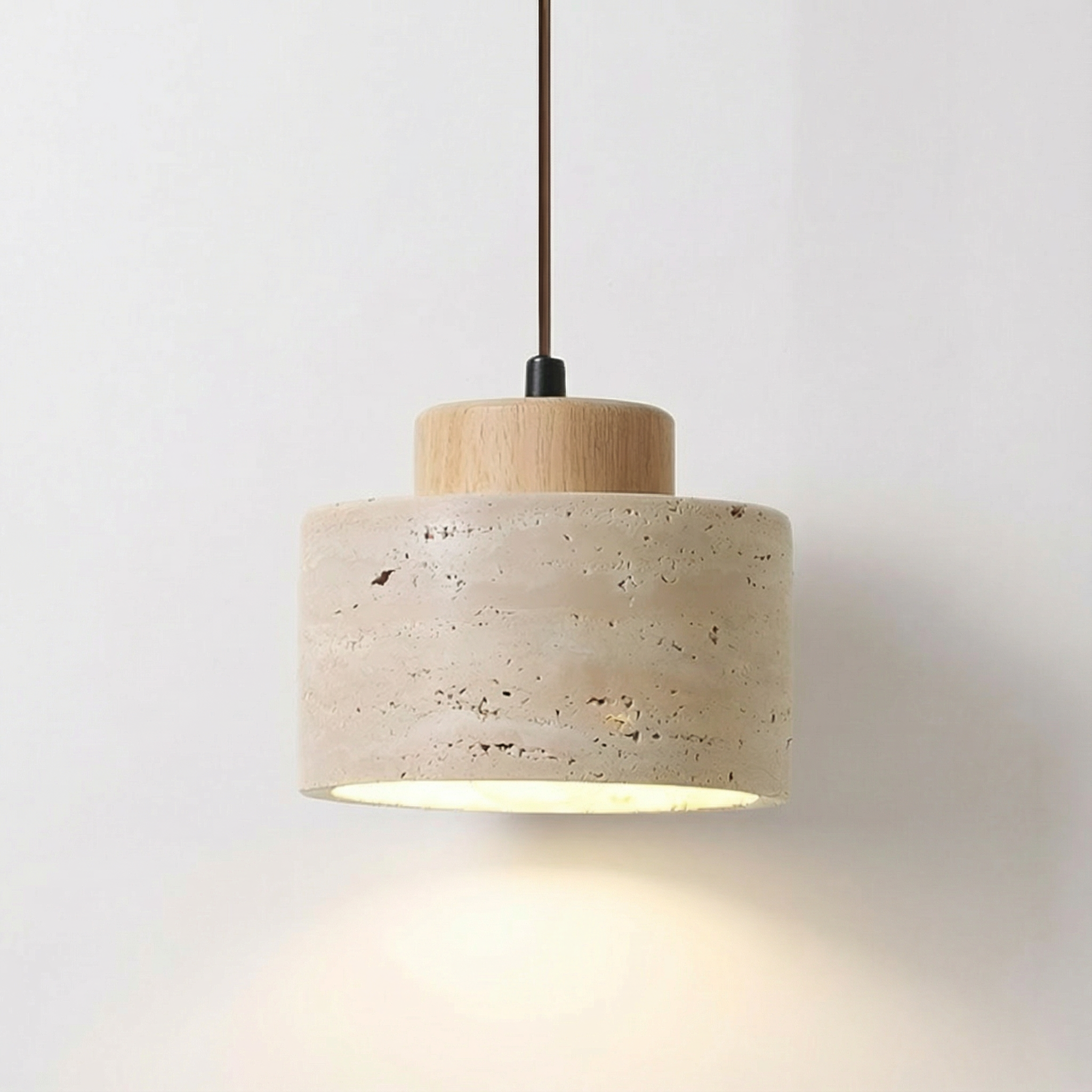 TravertineGlow | Elegant Natural Stone Adjustable Pendant Light