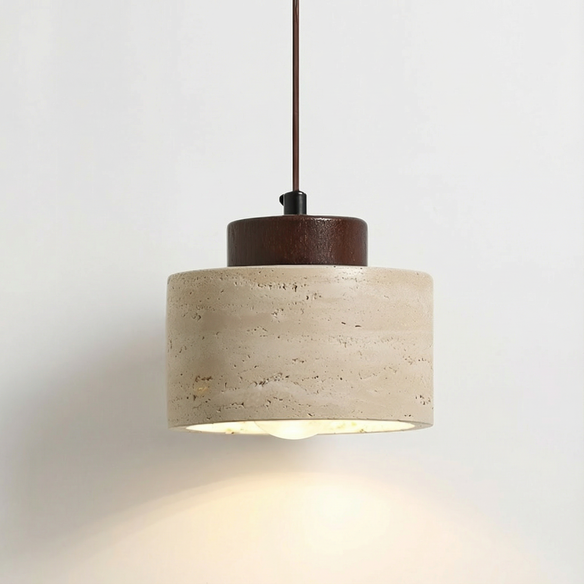 TravertineGlow | Elegant Natural Stone Adjustable Pendant Light