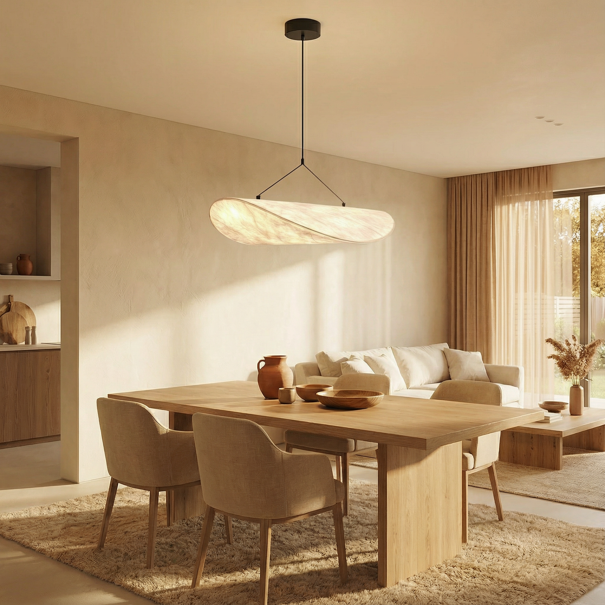 SilkAura | Elegant Minimalist Japandi Pendant Light Fixture