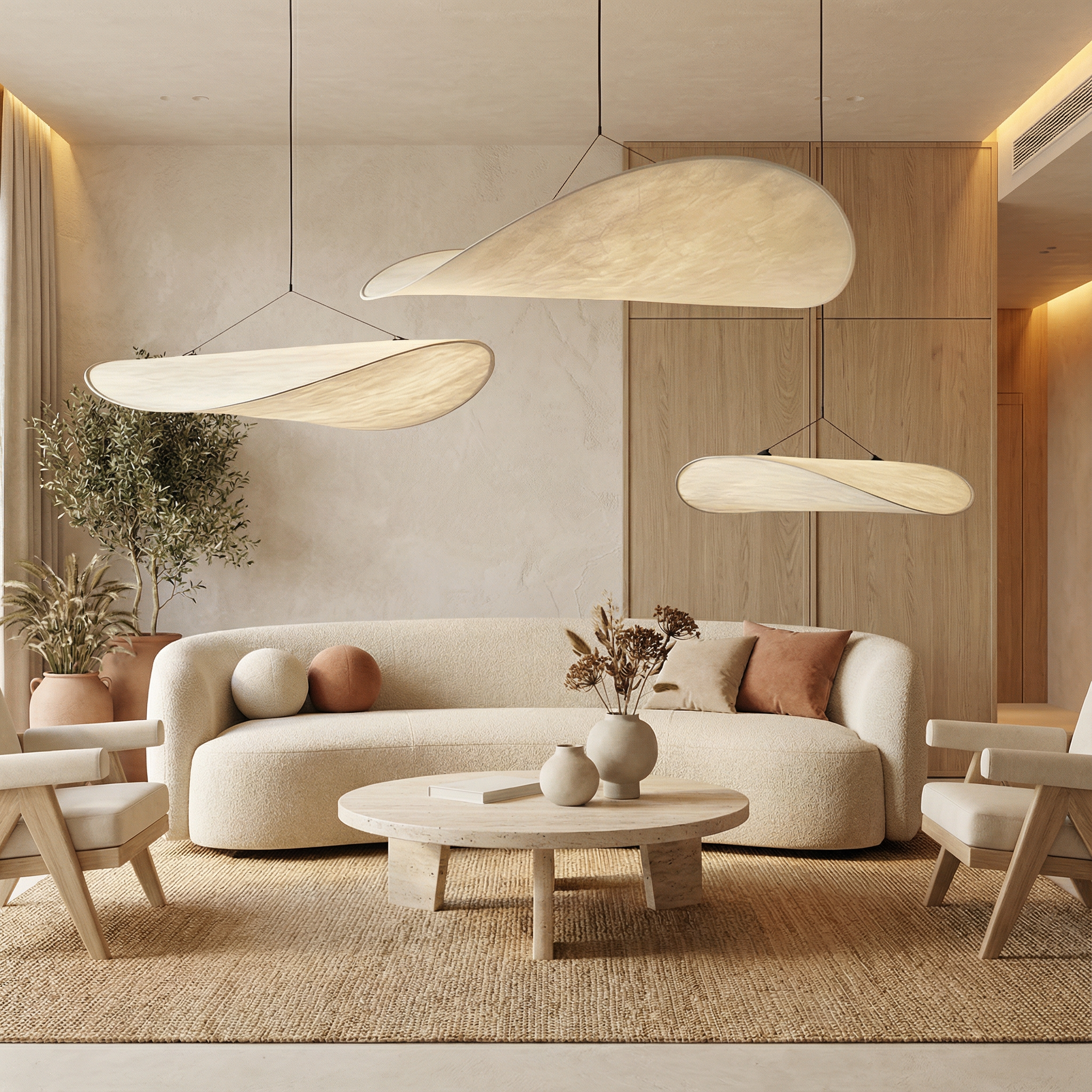 SilkAura | Elegant Minimalist Japandi Pendant Light Fixture