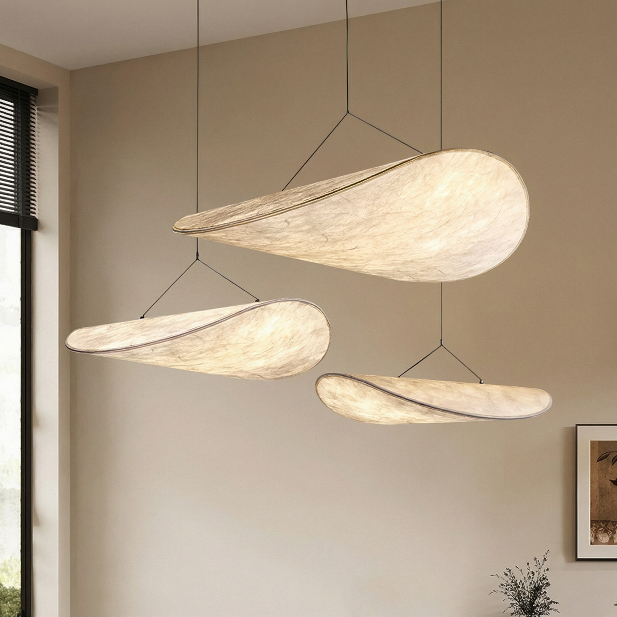 SilkAura | Elegant Minimalist Japandi Pendant Light Fixture