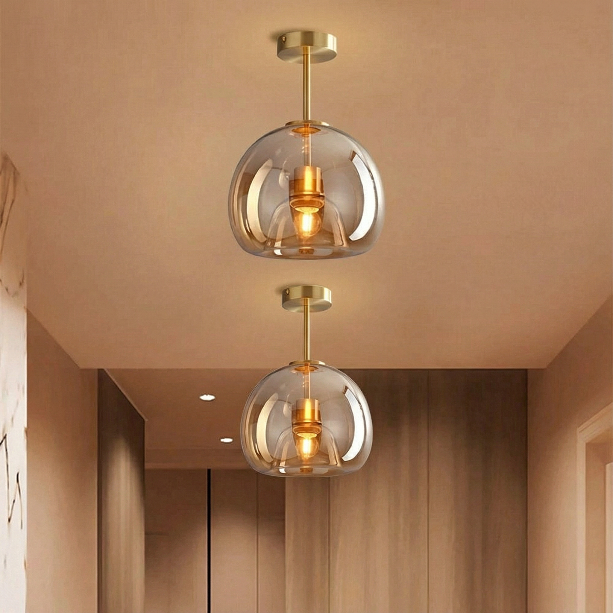 CopperGlow | Elegant Modern Flush Mount Ceiling Light Fixture