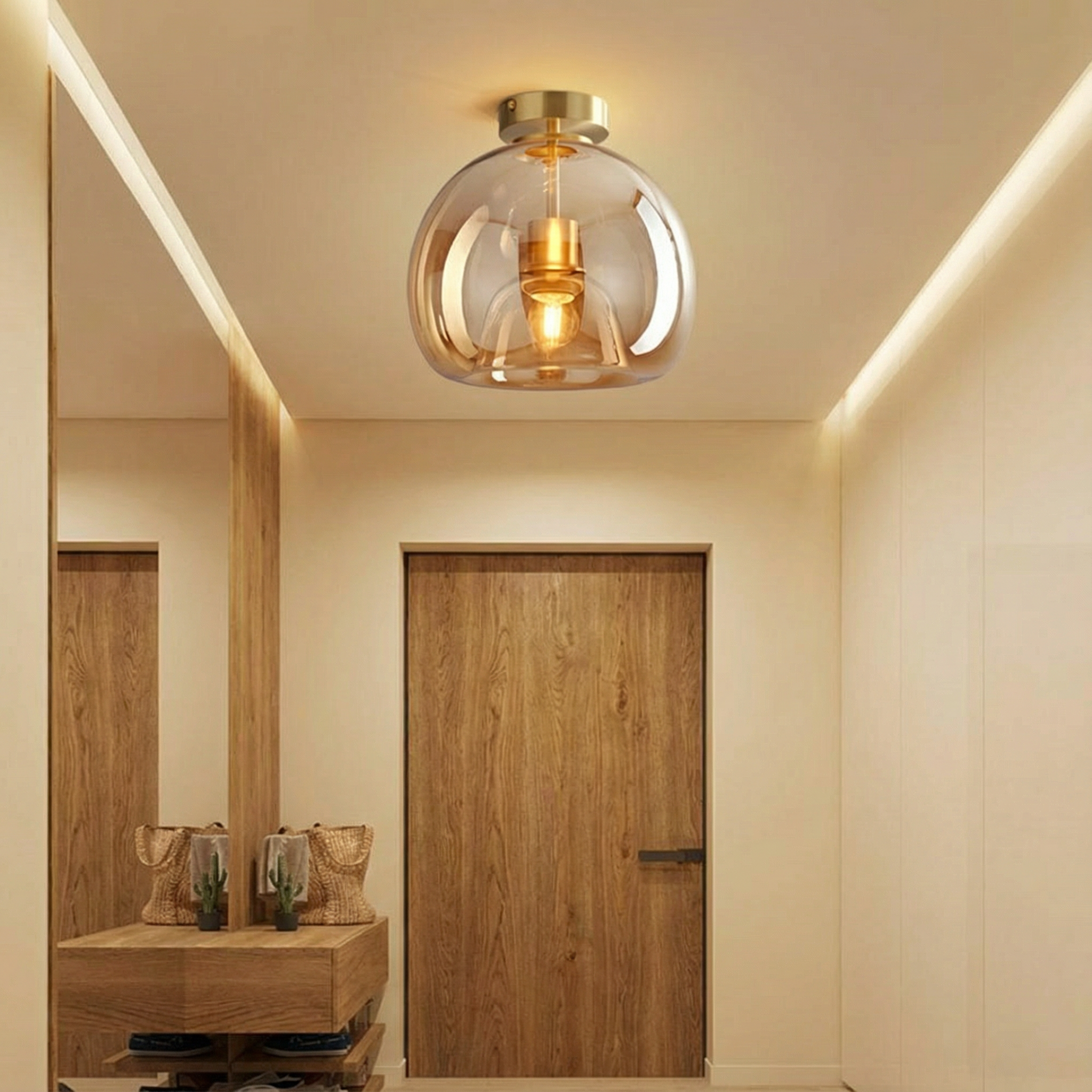 CopperGlow | Elegant Modern Flush Mount Ceiling Light Fixture