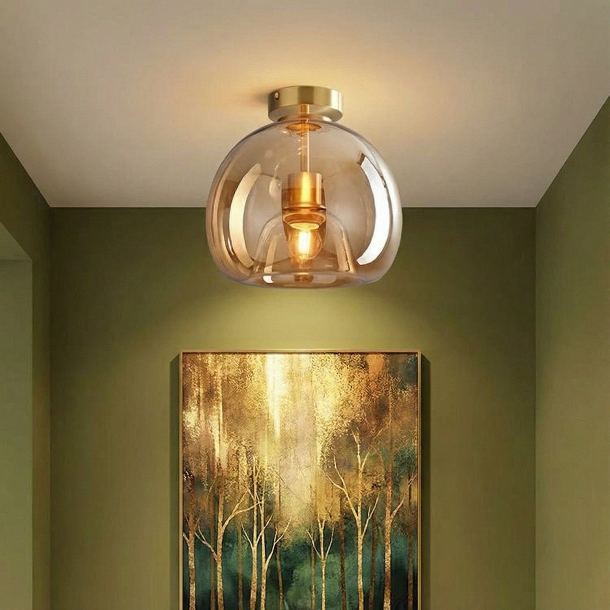 CopperGlow | Elegant Modern Flush Mount Ceiling Light Fixture