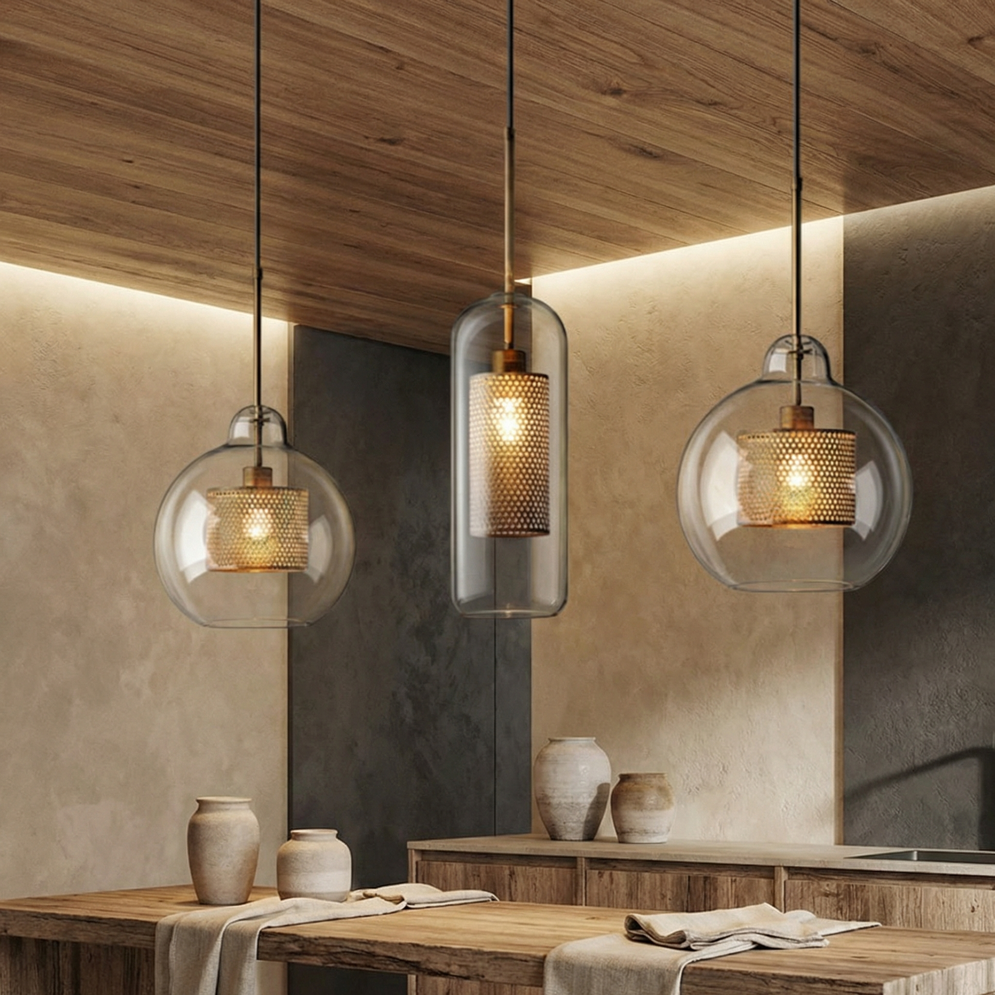 ChiswickGlass | Elegant Adjustable Glass Pendant Light for Kitchen