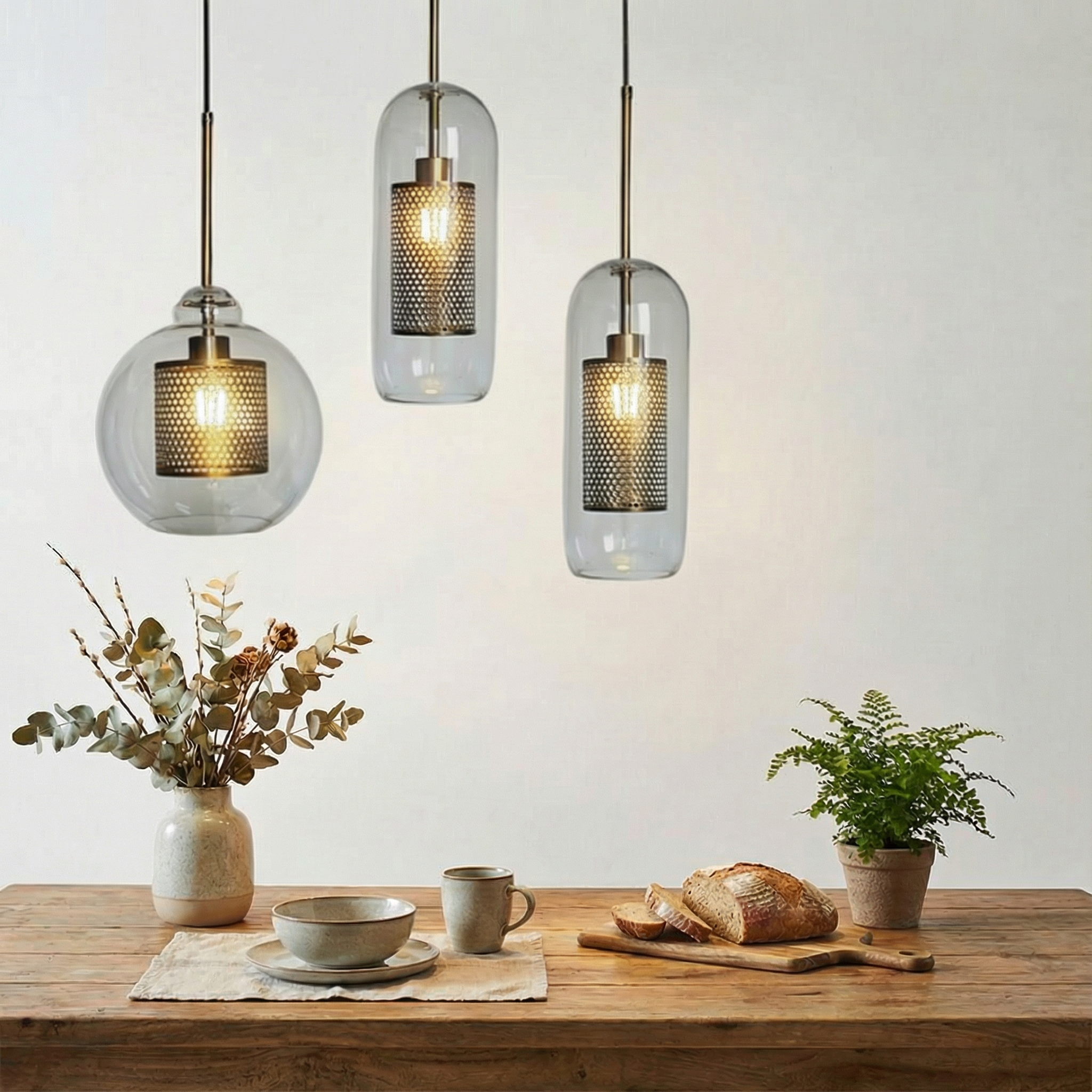 ChiswickGlass | Elegant Adjustable Glass Pendant Light for Kitchen