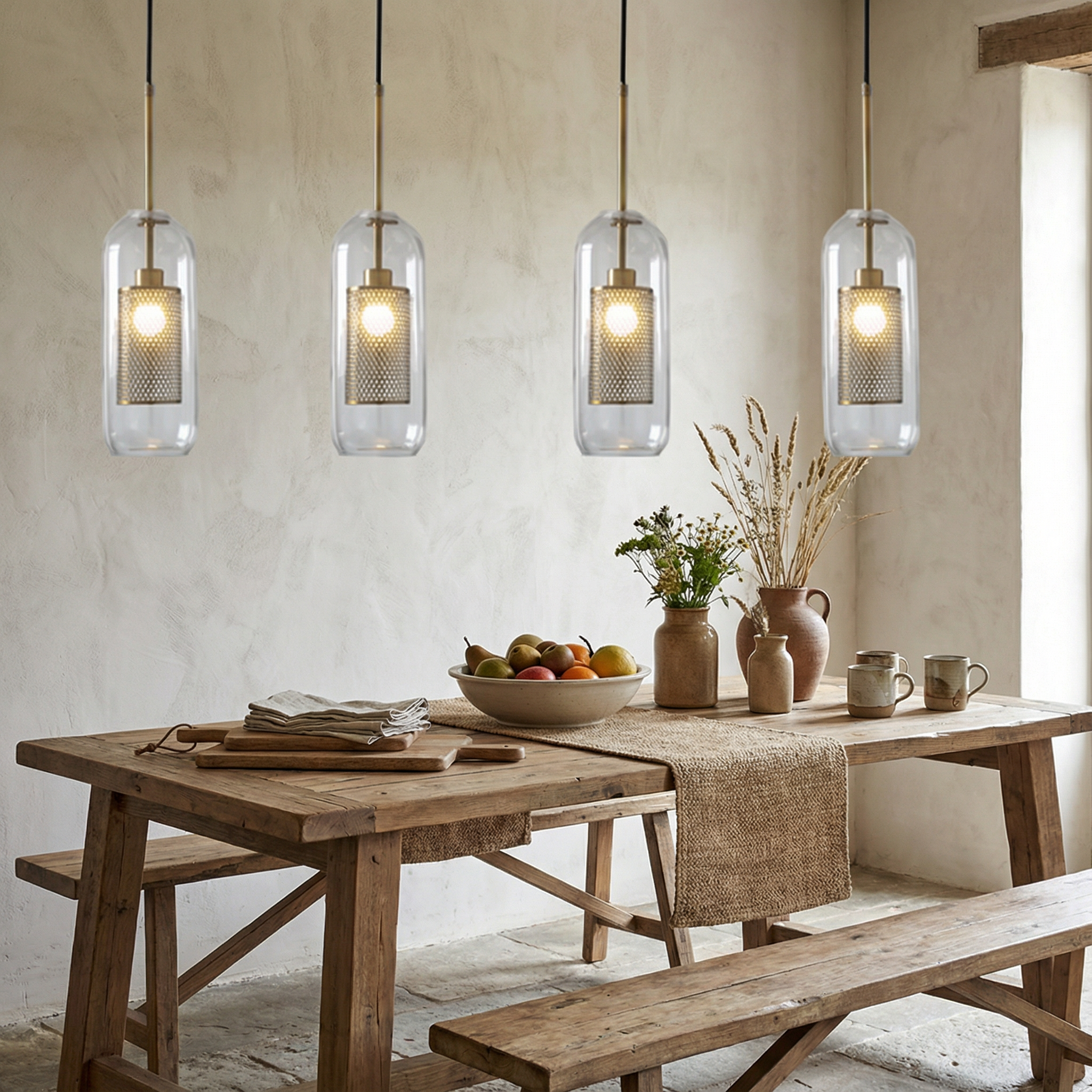 ChiswickGlass | Elegant Adjustable Glass Pendant Light for Kitchen
