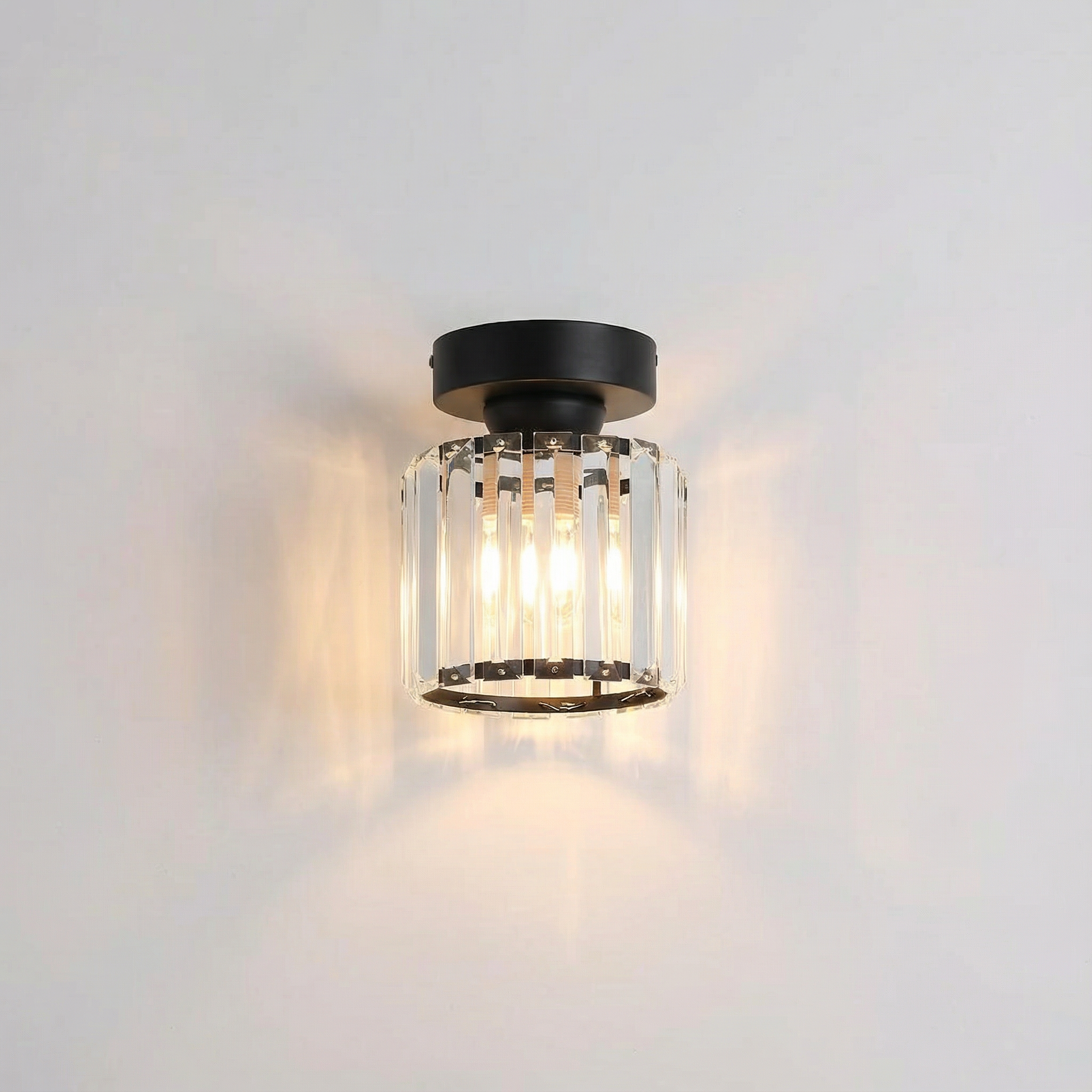 Luminara | Sleek Modern Crystal Brass Ceiling Light Fixture