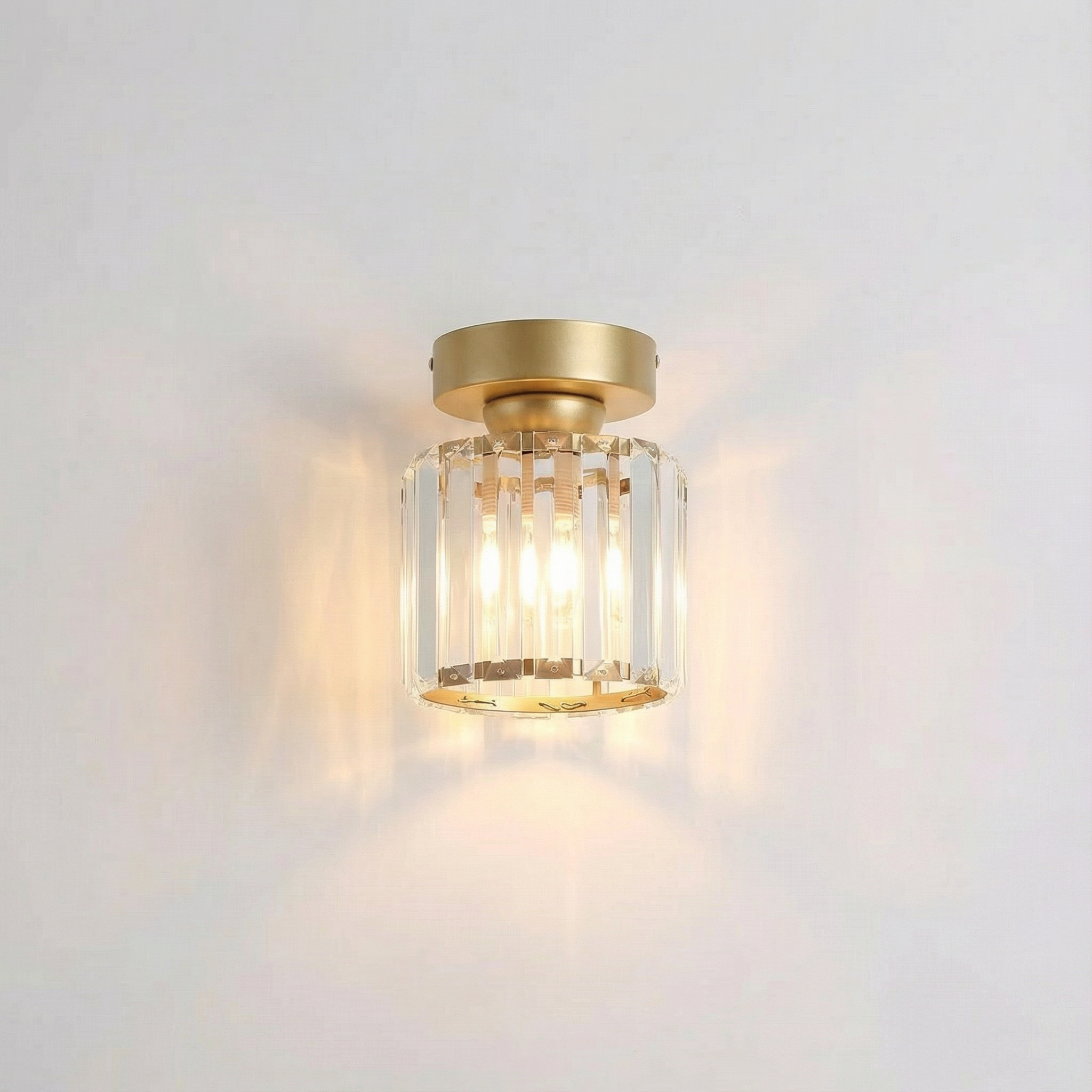 Luminara | Sleek Modern Crystal Brass Ceiling Light Fixture