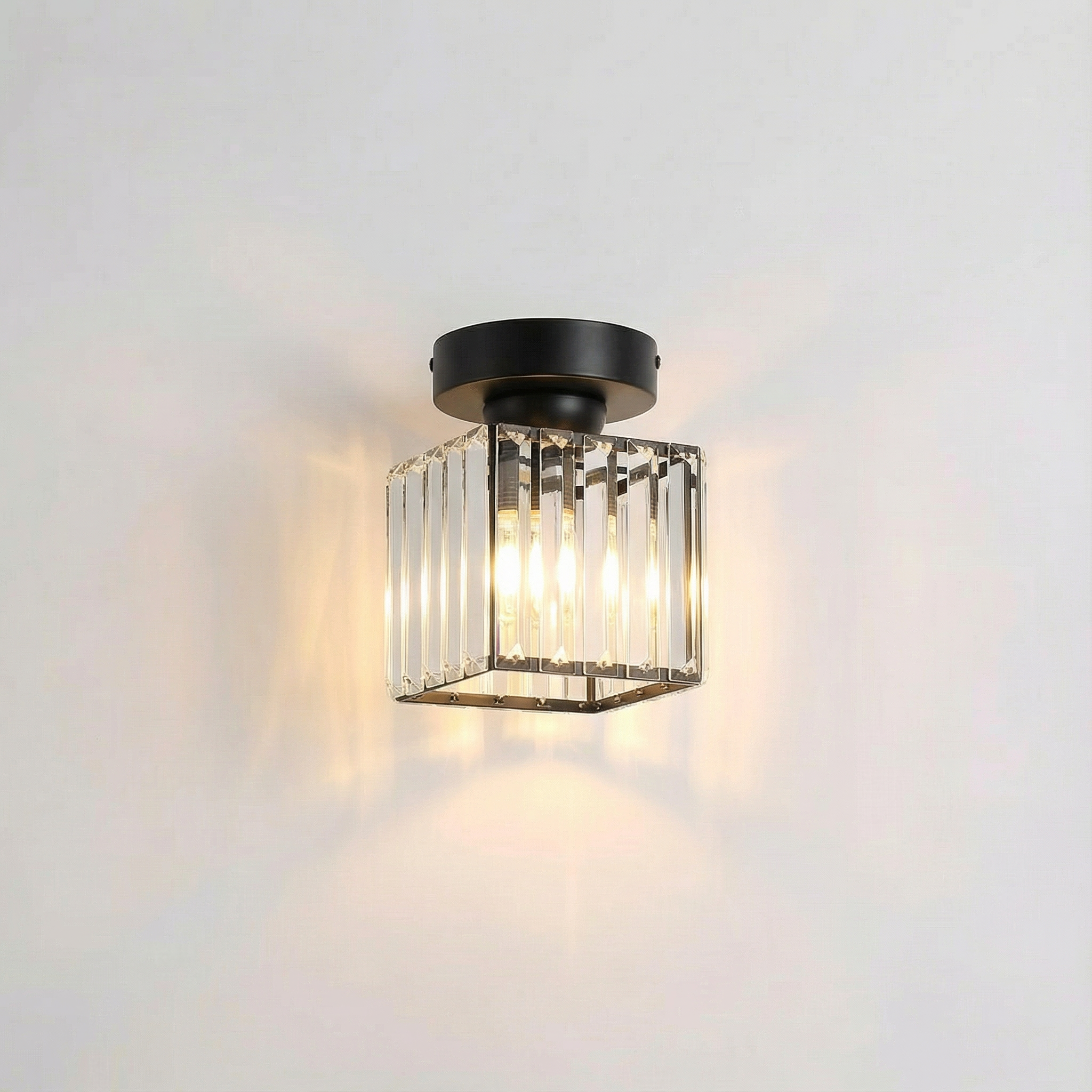 Luminara | Sleek Modern Crystal Brass Ceiling Light Fixture
