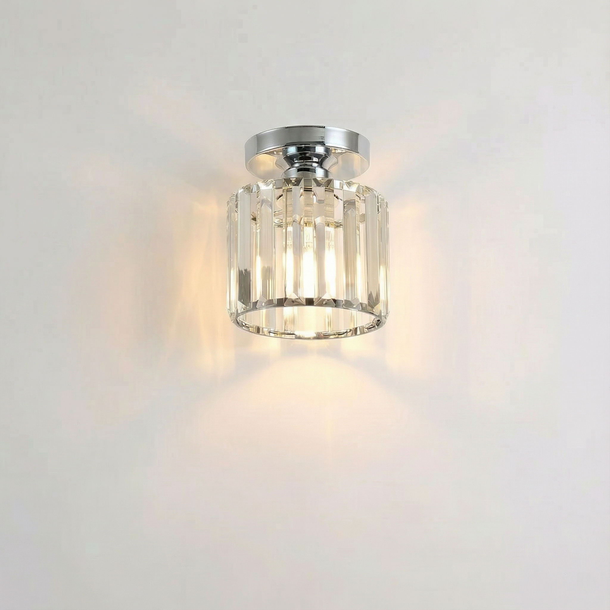 Luminara | Sleek Modern Crystal Brass Ceiling Light Fixture