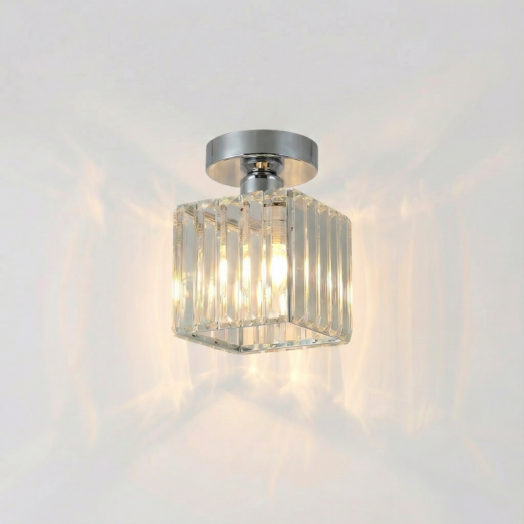 Luminara | Sleek Modern Crystal Brass Ceiling Light Fixture