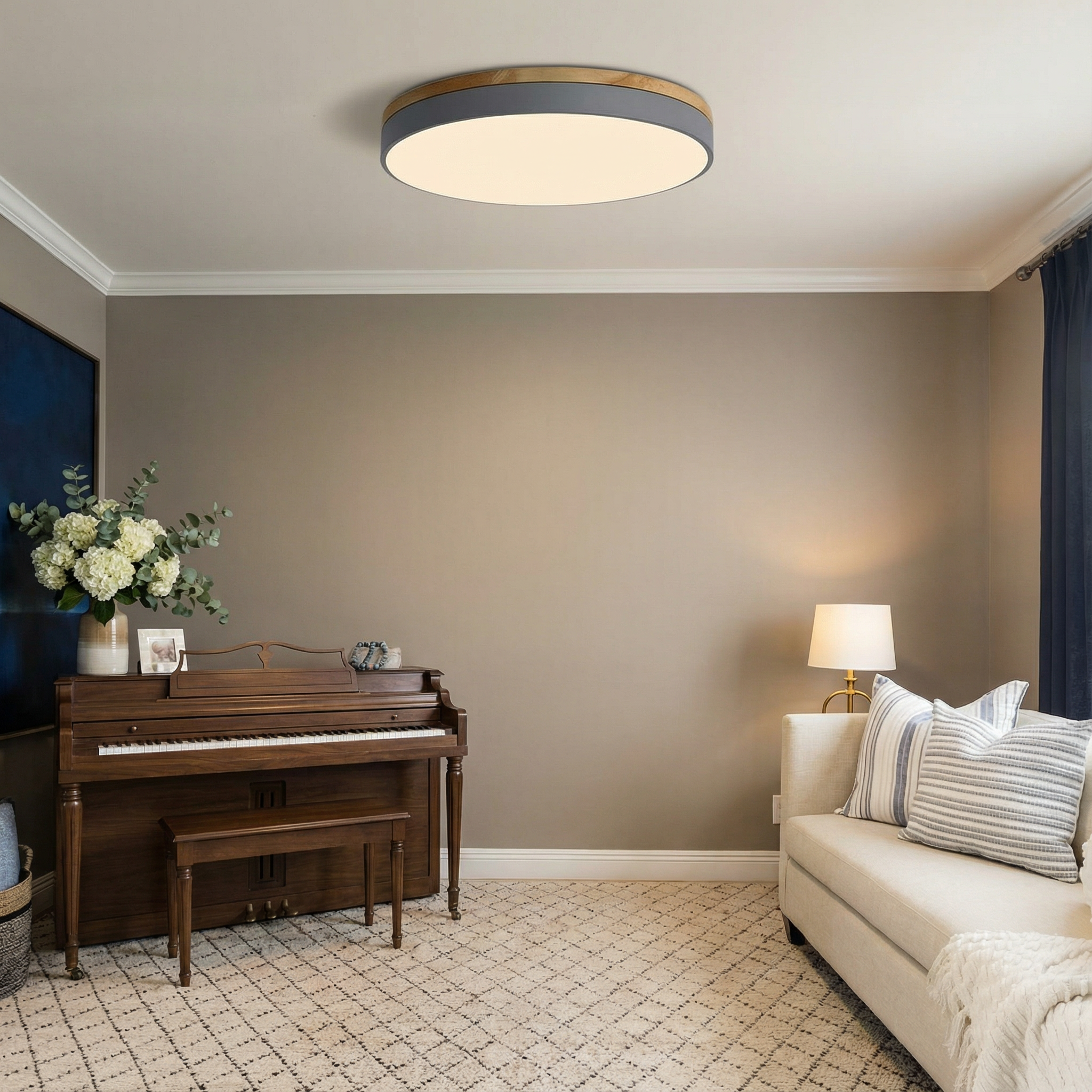 WoodAura | Stylish Modern LED Flush Mount Ceiling Light Fixture