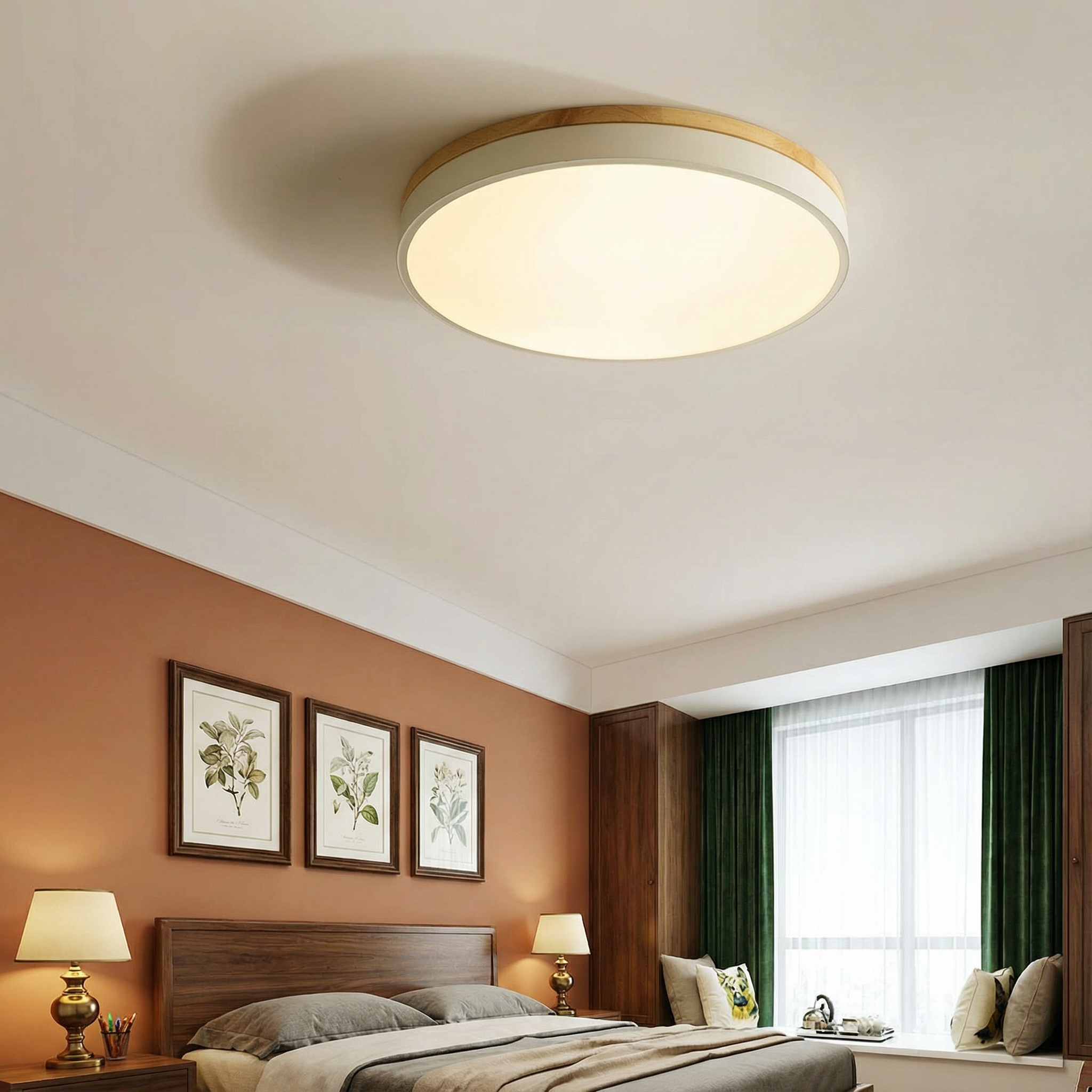 WoodAura | Stylish Modern LED Flush Mount Ceiling Light Fixture