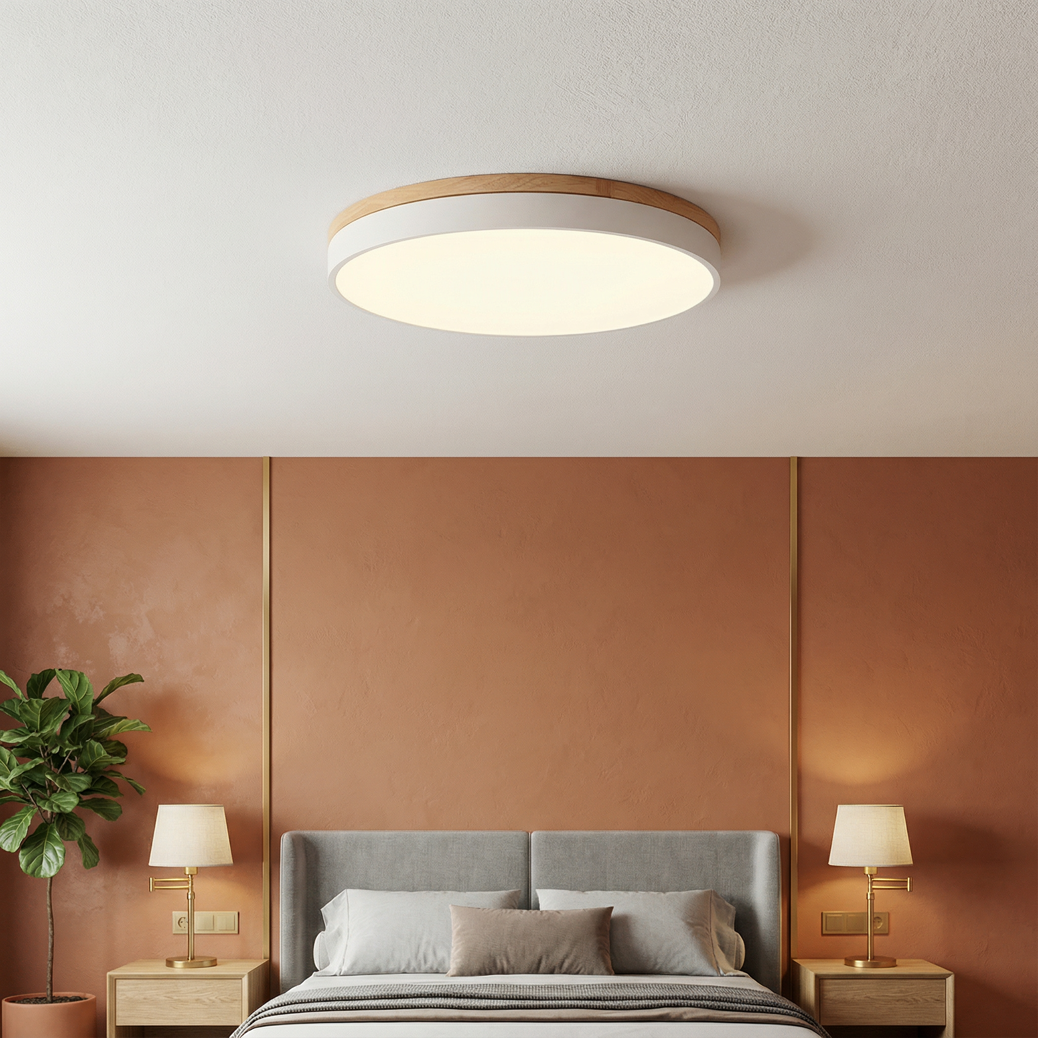WoodAura | Stylish Modern LED Flush Mount Ceiling Light Fixture