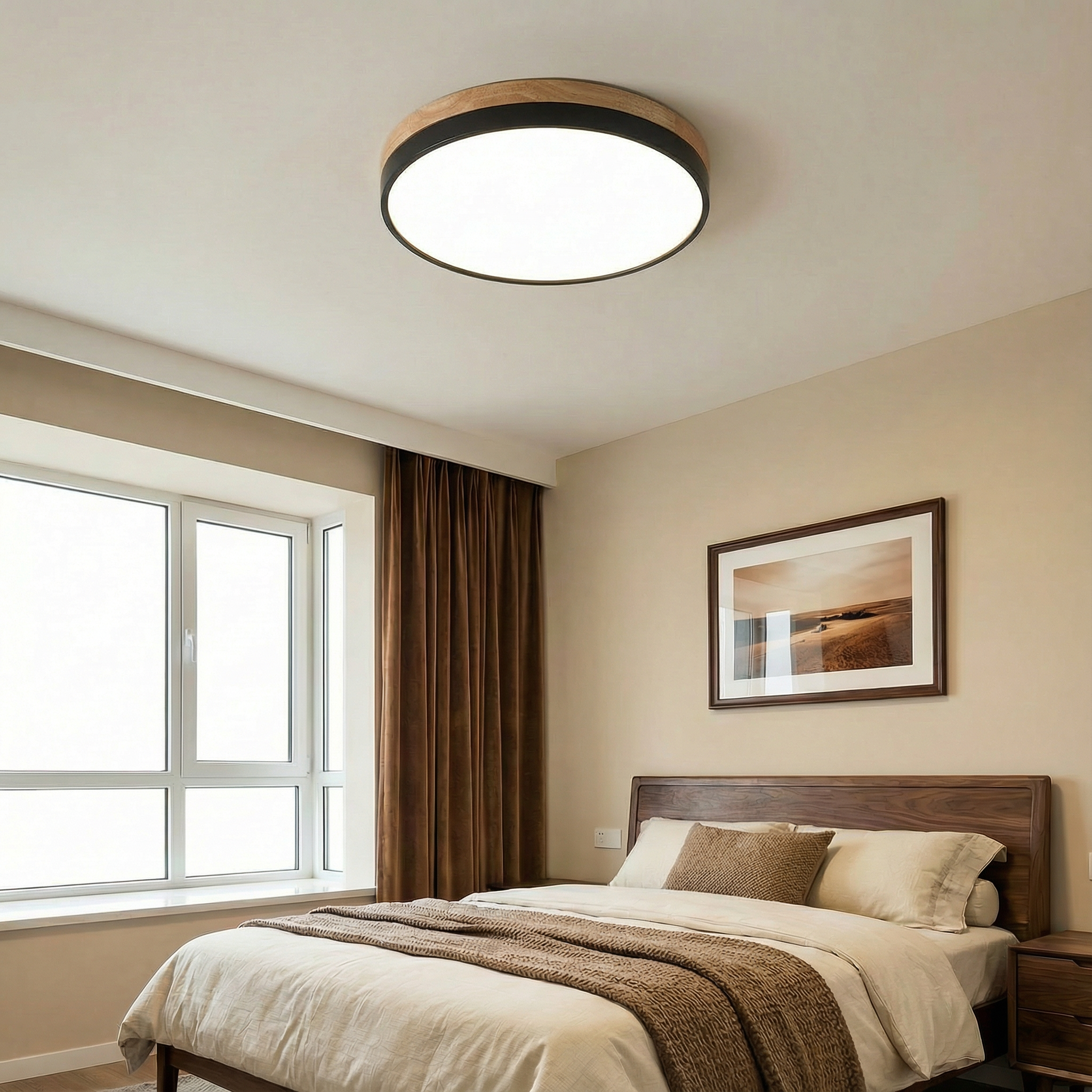 WoodAura | Stylish Modern LED Flush Mount Ceiling Light Fixture