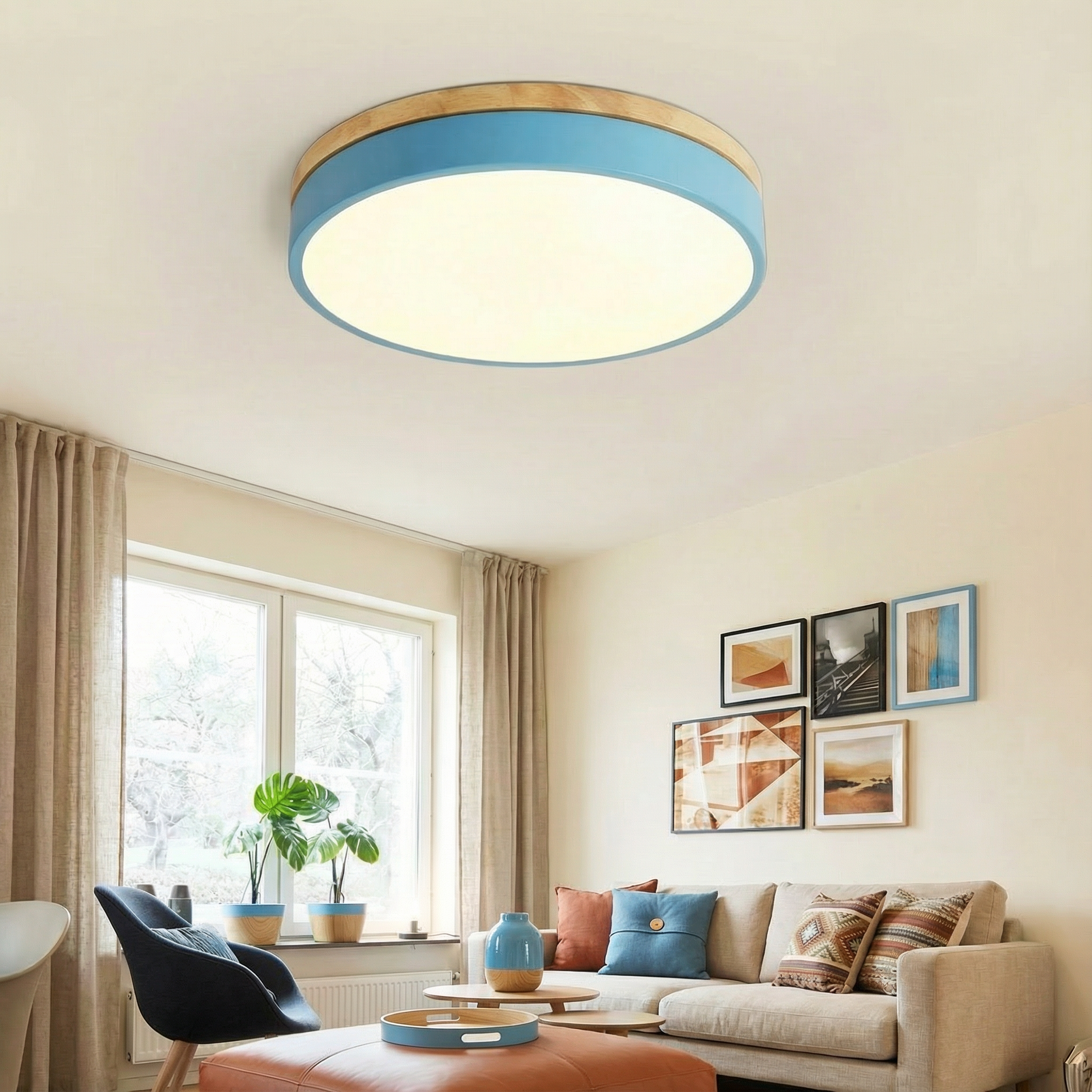 WoodAura | Stylish Modern LED Flush Mount Ceiling Light Fixture