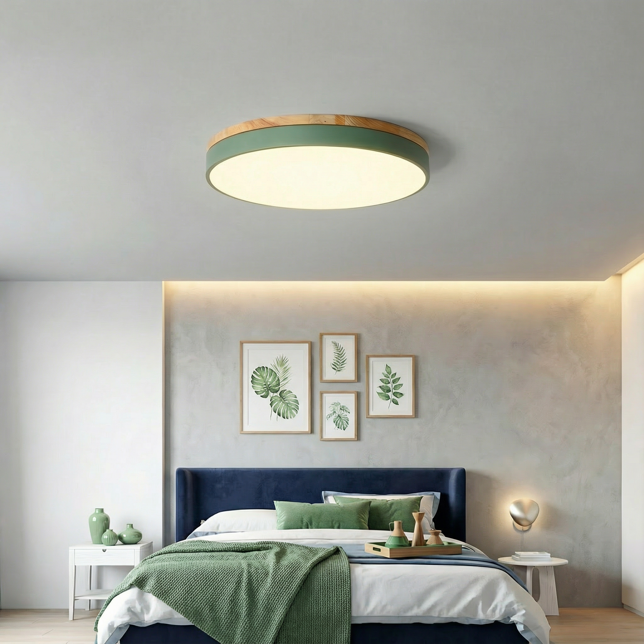 WoodAura | Stylish Modern LED Flush Mount Ceiling Light Fixture