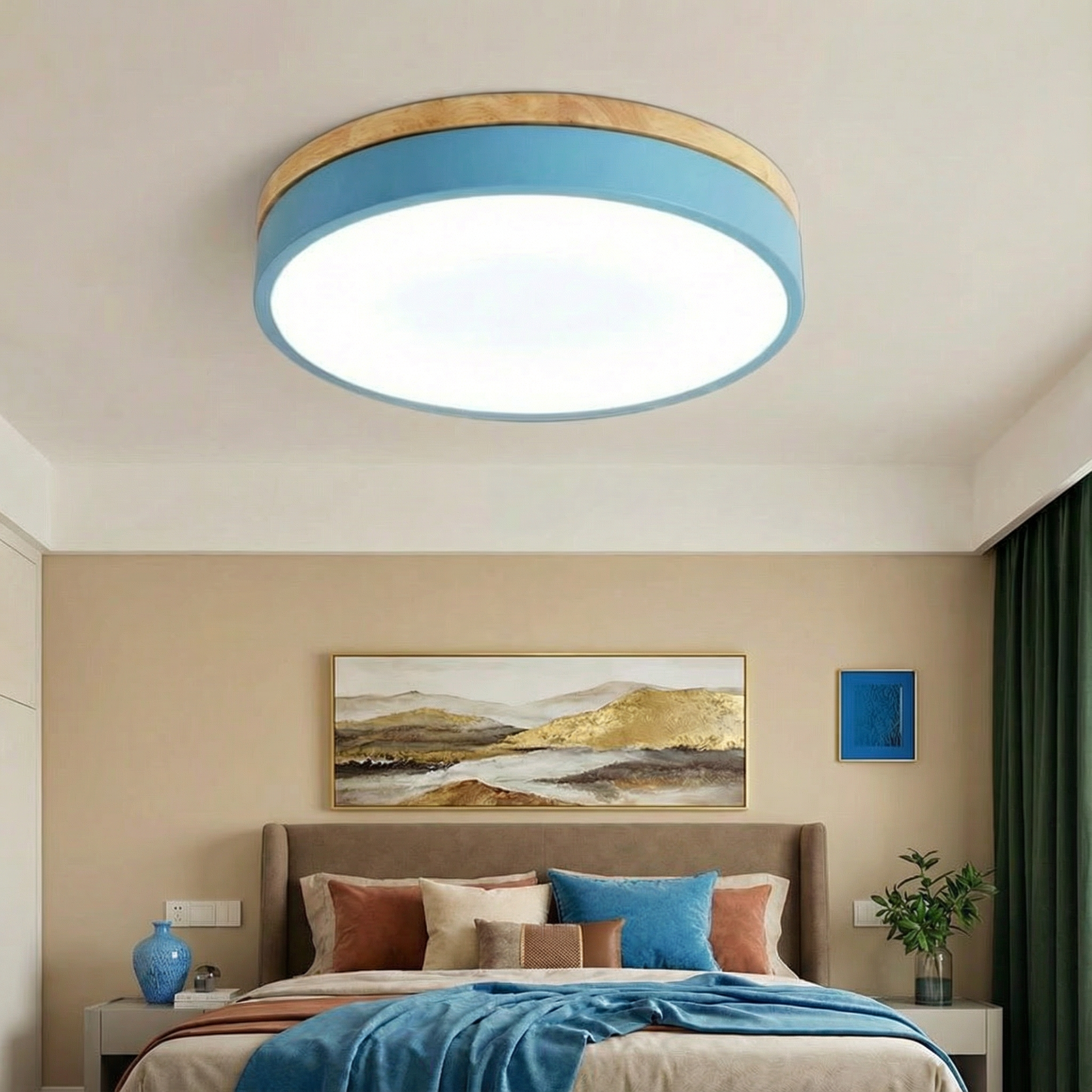 WoodAura | Stylish Modern LED Flush Mount Ceiling Light Fixture