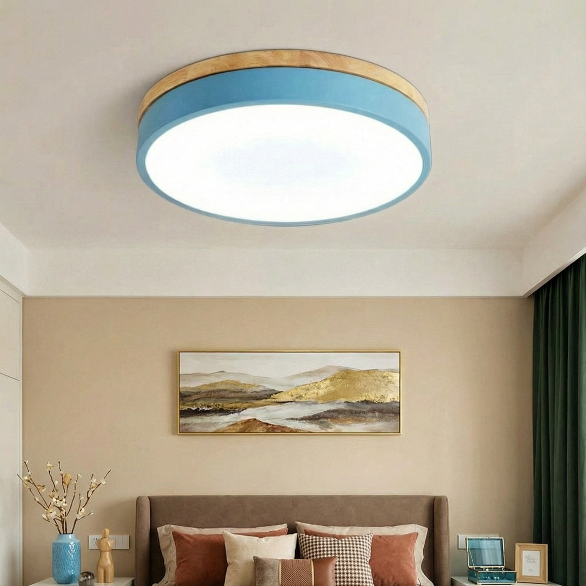 WoodAura | Stylish Modern LED Flush Mount Ceiling Light Fixture