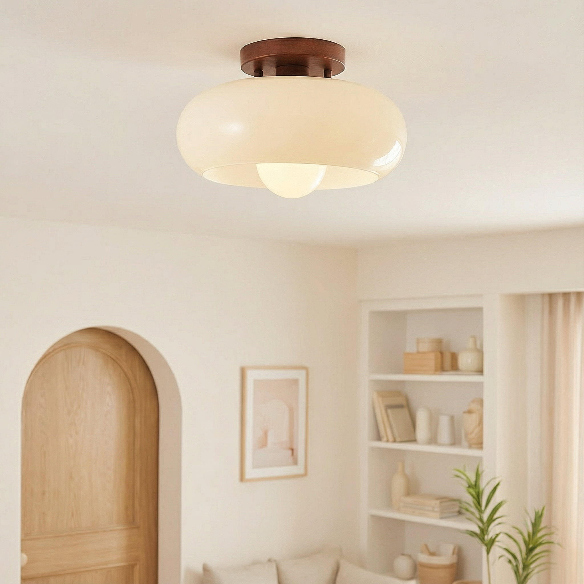 BauhausGlow | Elegant Minimalist Cream Flush Mount Ceiling Light Fixture