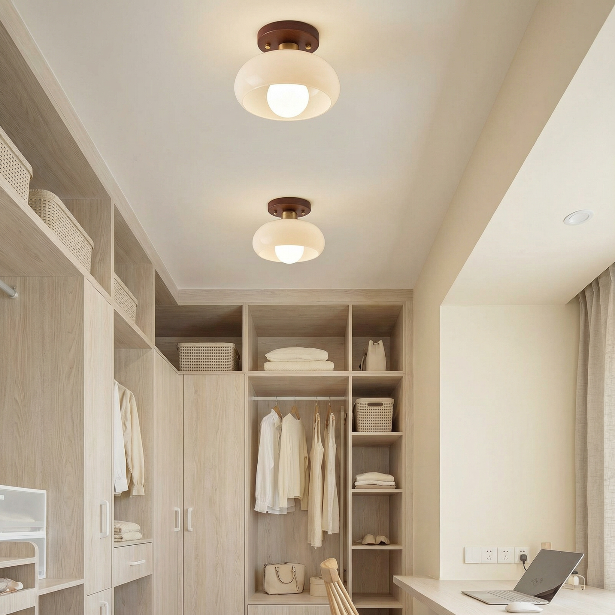 BauhausGlow | Elegant Minimalist Cream Flush Mount Ceiling Light Fixture