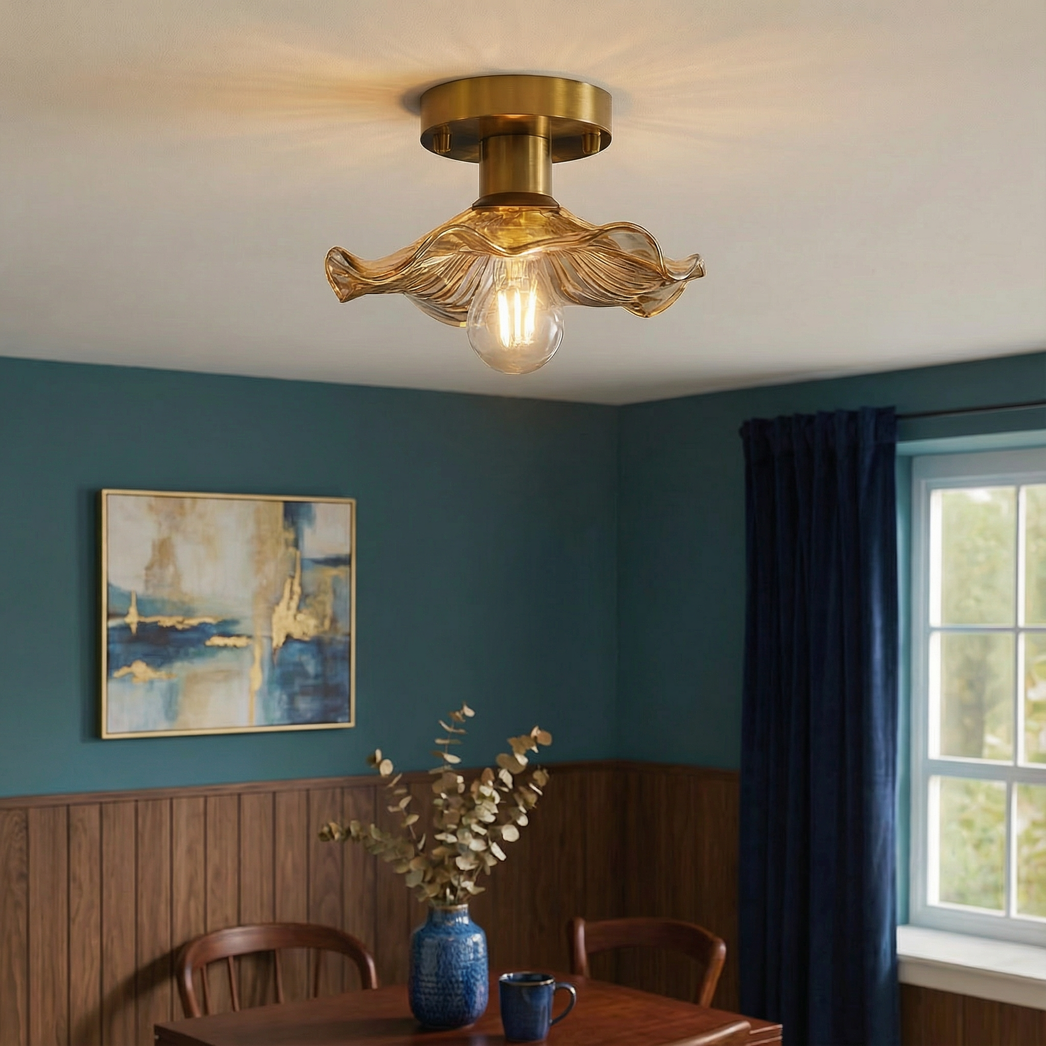 HibiscusGlow | Elegant Modern Floral Flush Mount Ceiling Light Fixture