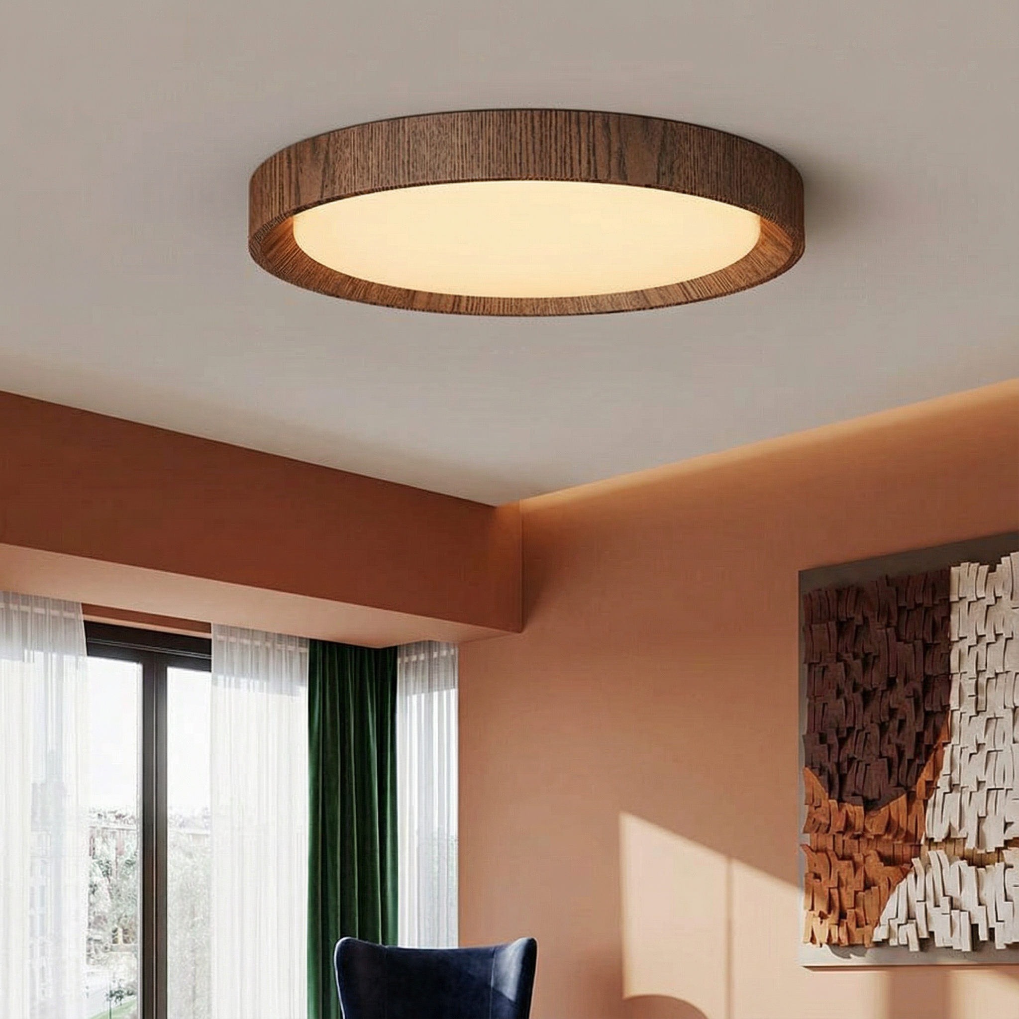 NordicWood | Elegant Minimalist Flush Mount LED Ceiling Light Fixture